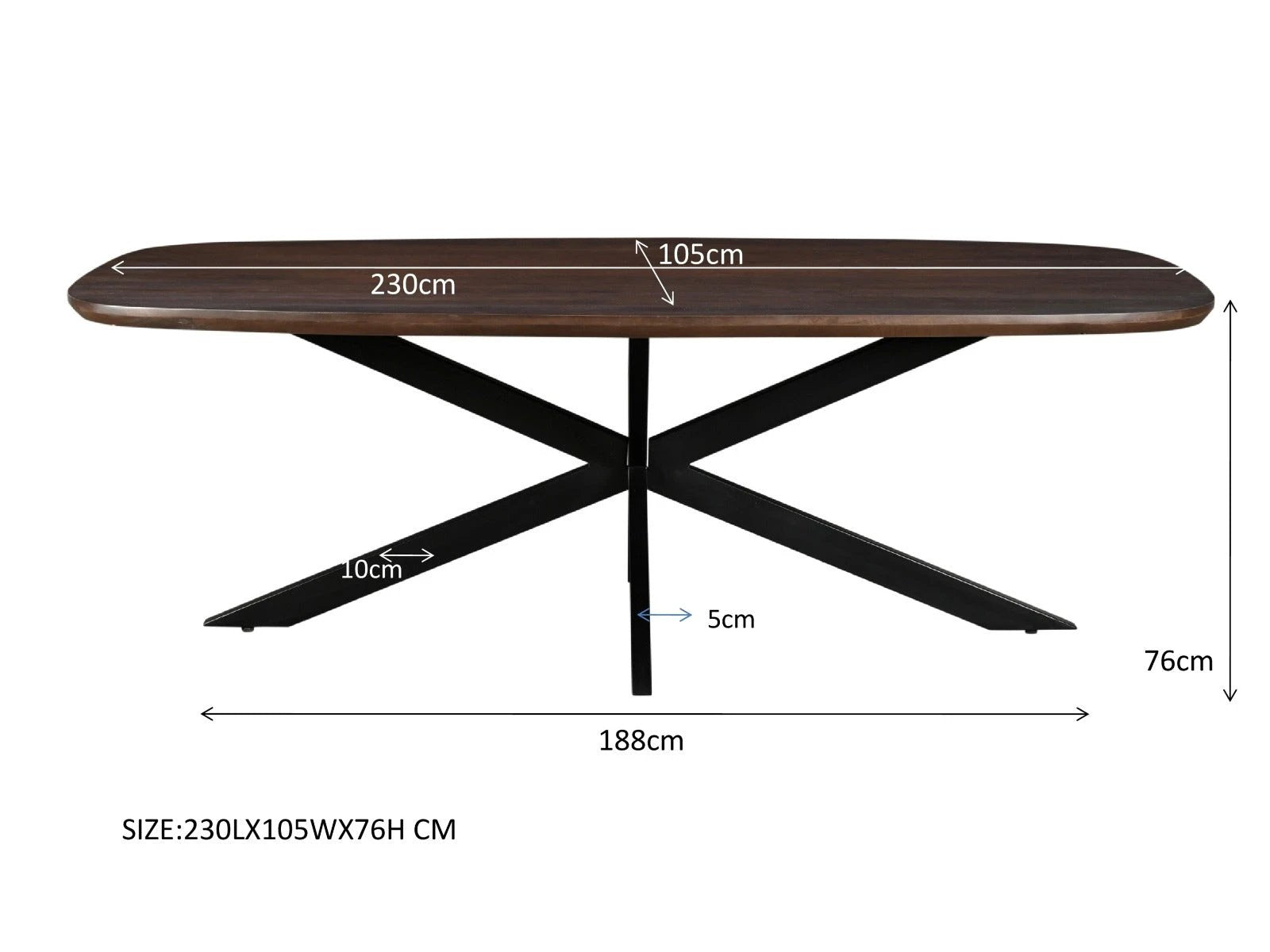 Eettafel Jesper Deens Ovaal Bruin 230 cm by Livingfurn