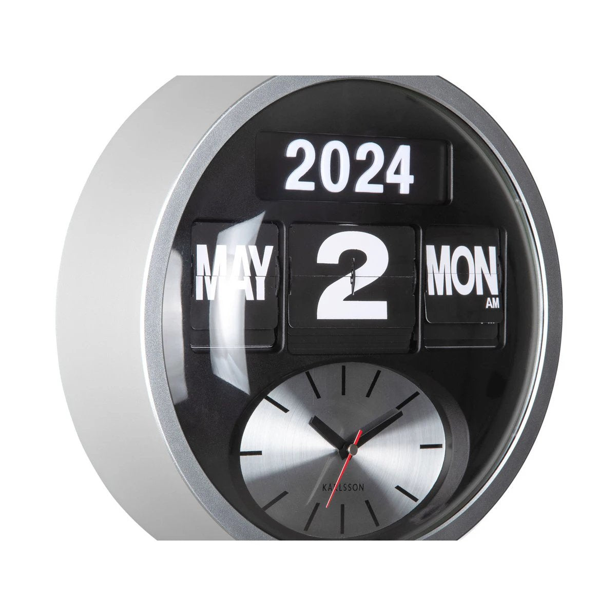 Wandklok Round Flip Zilver by Karlsson