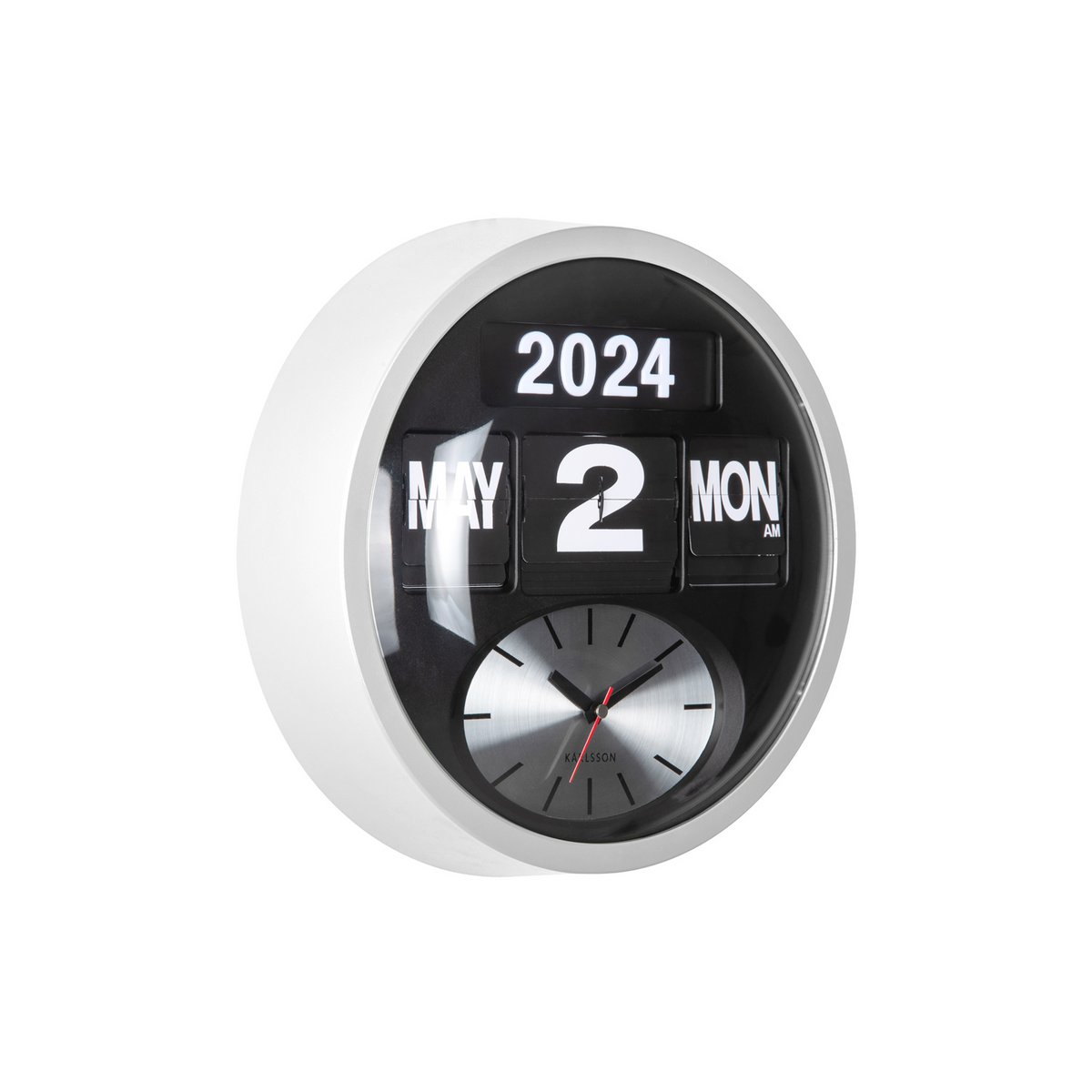 Wandklok Round Flip Wit