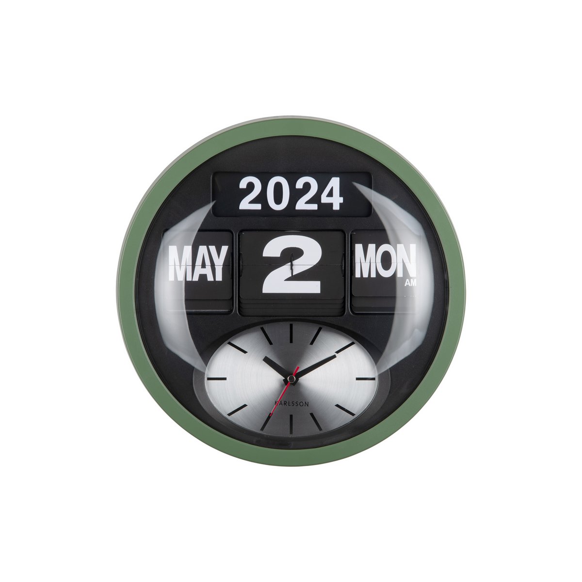 Wandklok Round Flip Groen