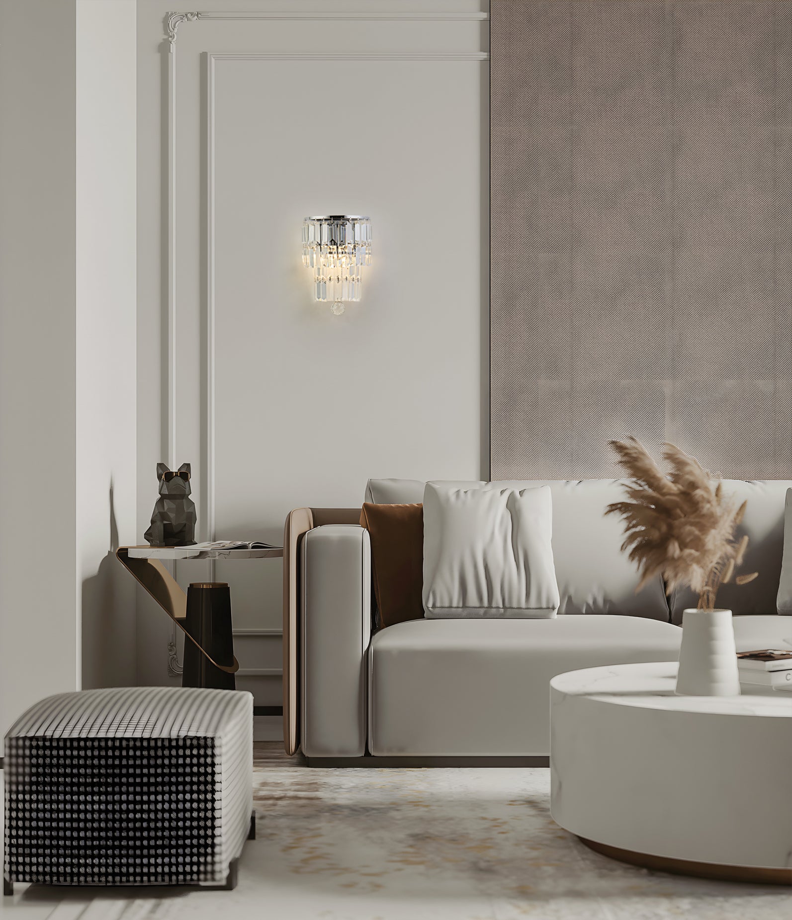 Empire 2LT Wall Light, Chrome with Clear Crystal