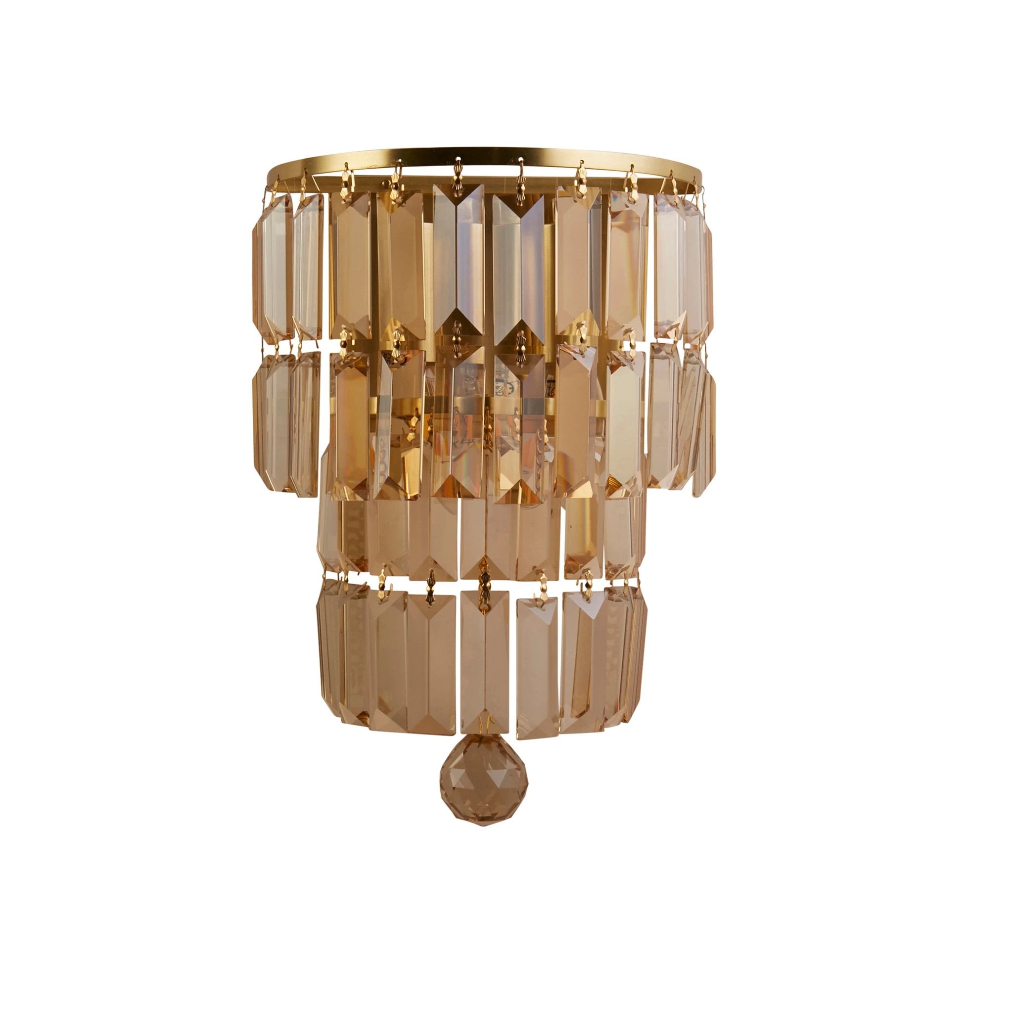 Wandlamp Empire 2LT - Satin Brass Metal & Champagne Crystal by Searchlight