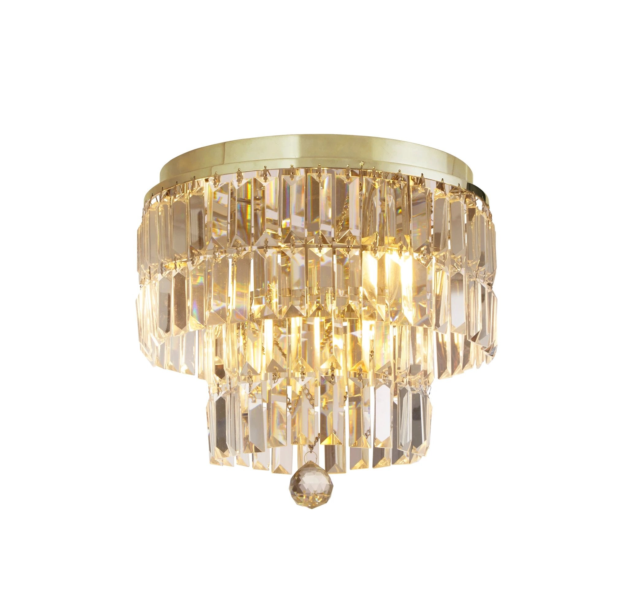 Plafondlamp Empire 4Lt - Satin Brass Metal & Champagne Crystal by Searchlight