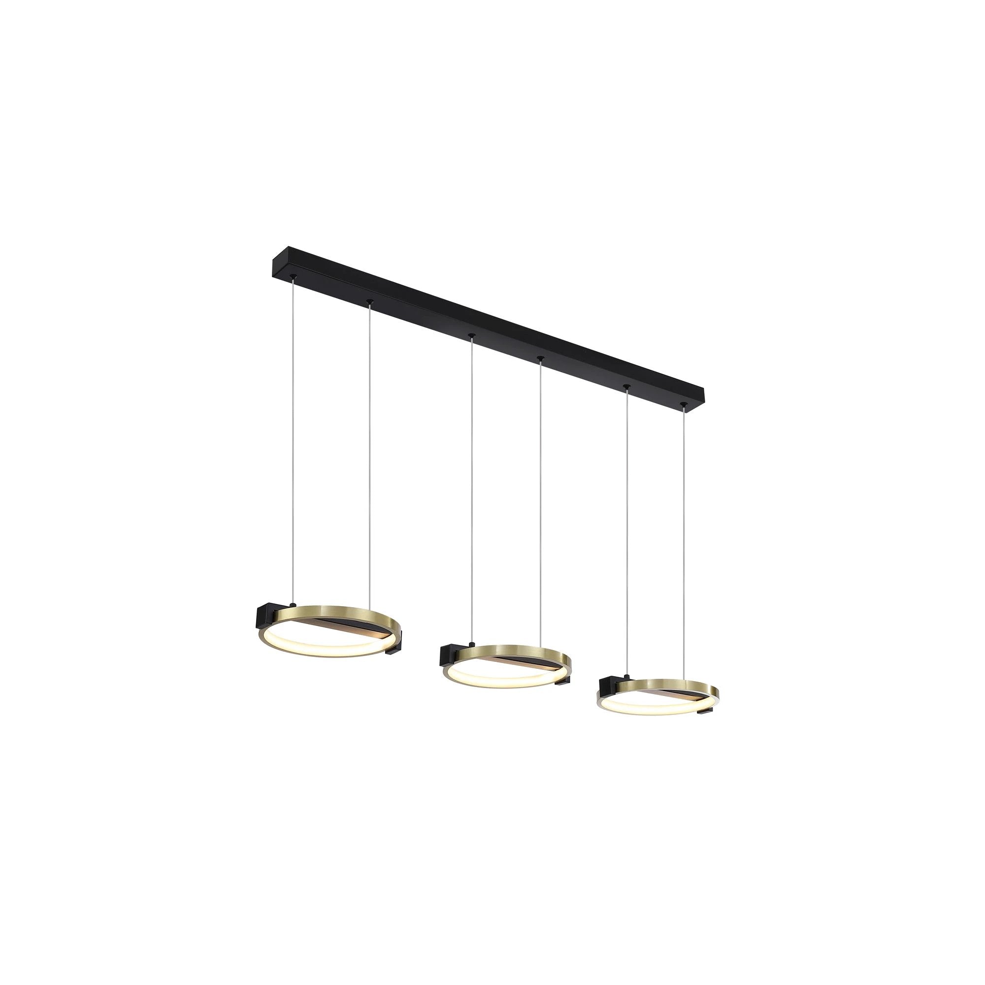 Hanglamp Aerial 3Lt LED, Gold and Black Metal by Searchlight