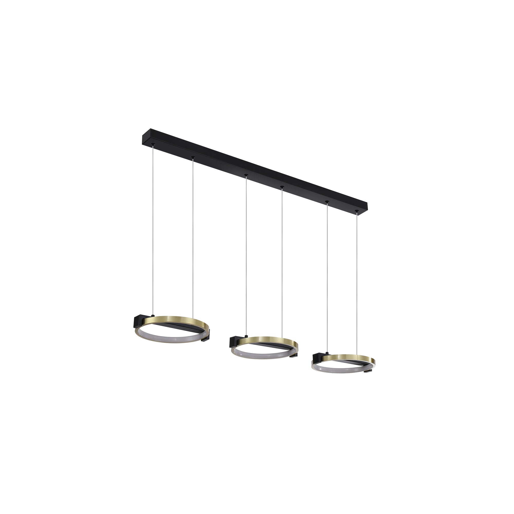 Aerial 3Lt LED Bar Pendant, Gold and Black Metal