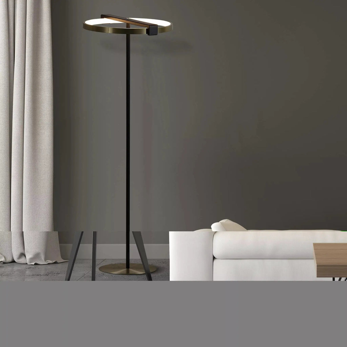 Vloerlamp Aerial - Satin Brass and Black by Searchlight