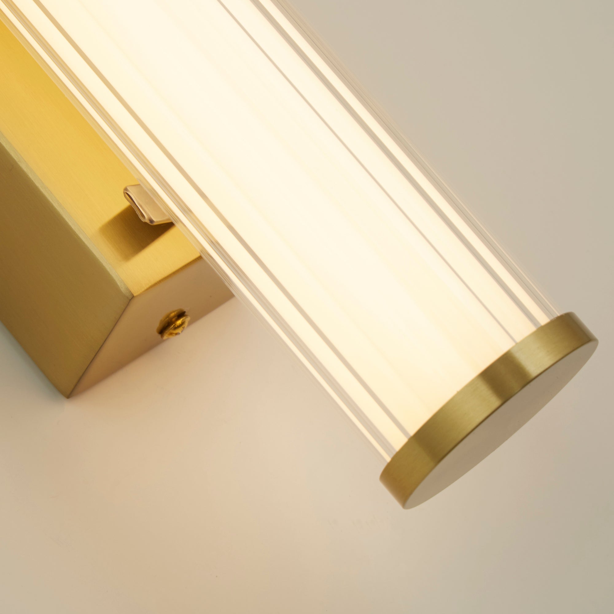 Clamp Wall Light - Gold Metal, Ribbed Clear & Opal Diffuser