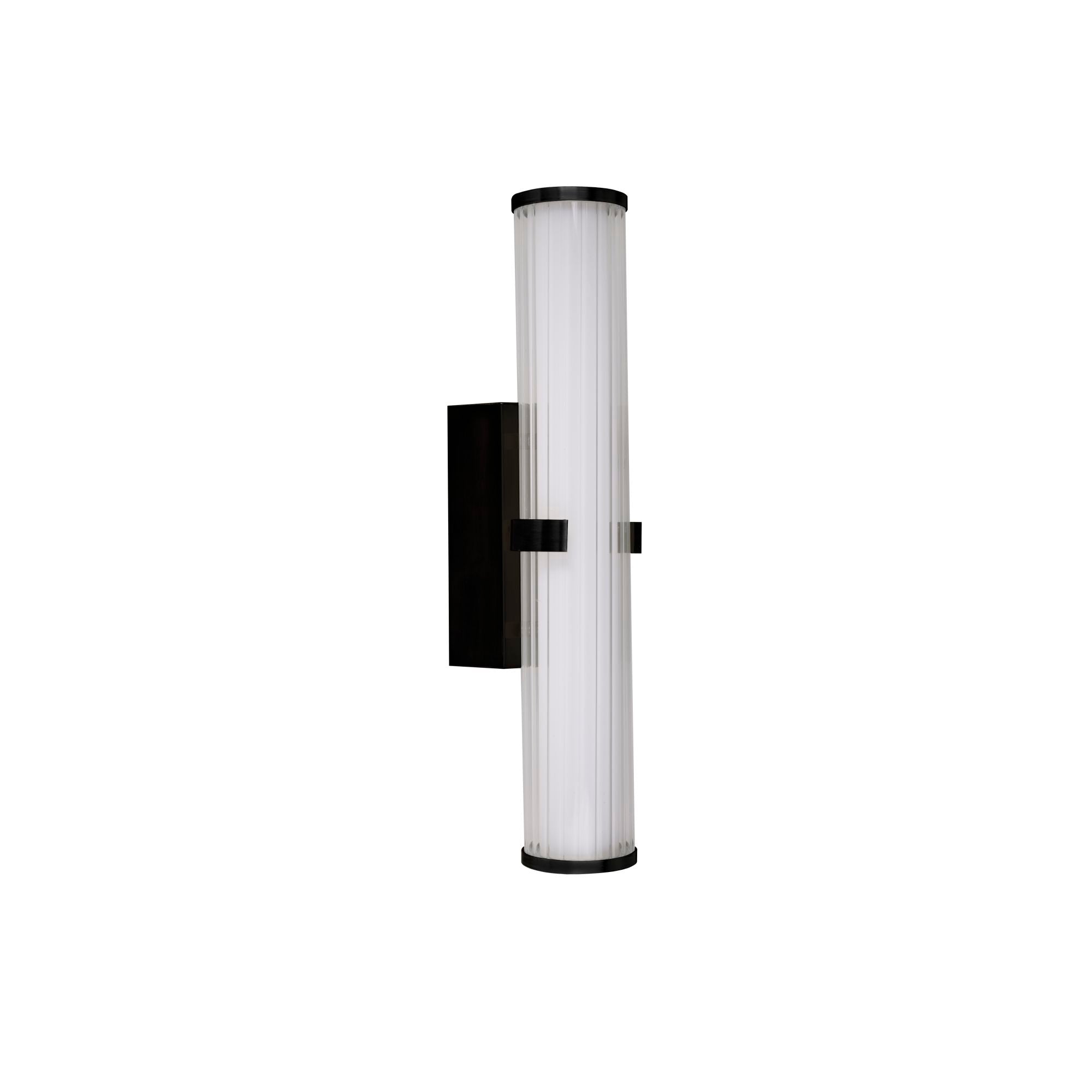 Clamp Wall Light - Black Metal, Ribbed Clear & Opal Diffuser