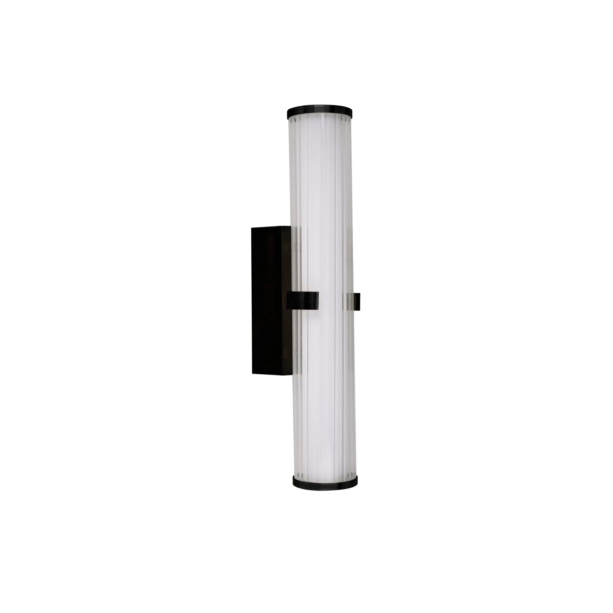 Wandlamp Clamp - Black Metal, Ribbed Clear & Opal Diffuser by Searchlight