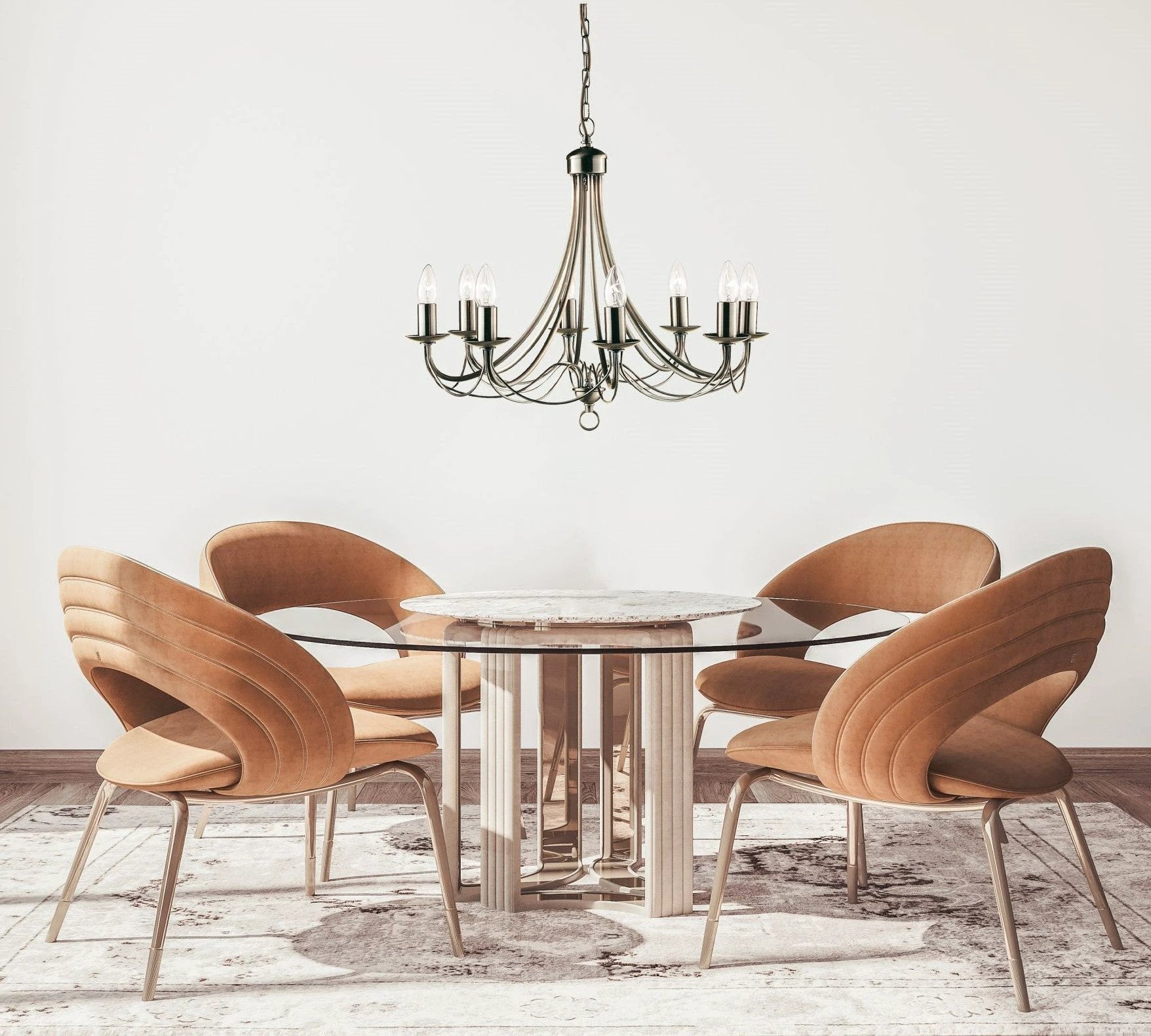 Hanglamp Maypole 8Lt - Antique Brass Metal by Searchlight