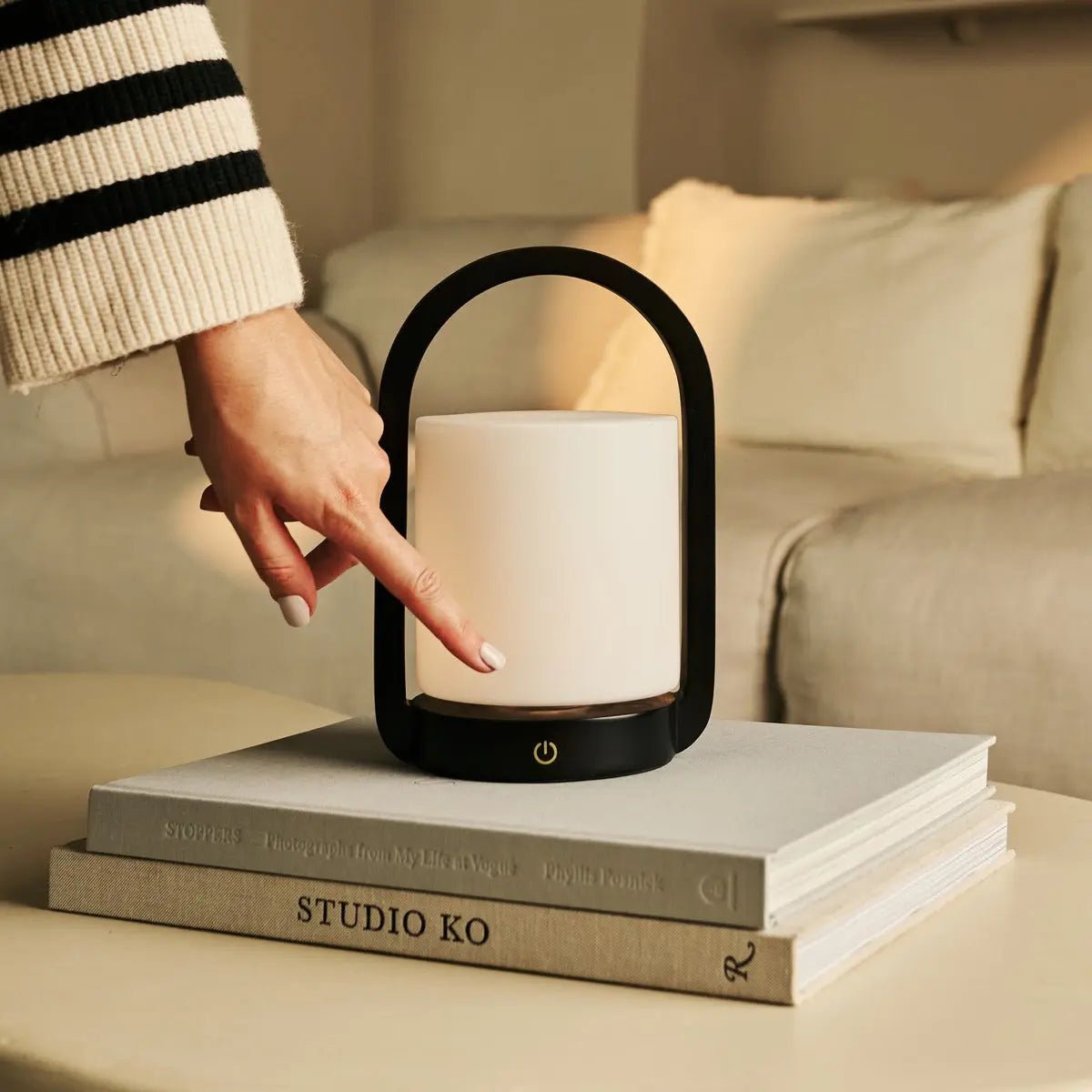 Tafellamp oplaadbaar George donkerbruin hout