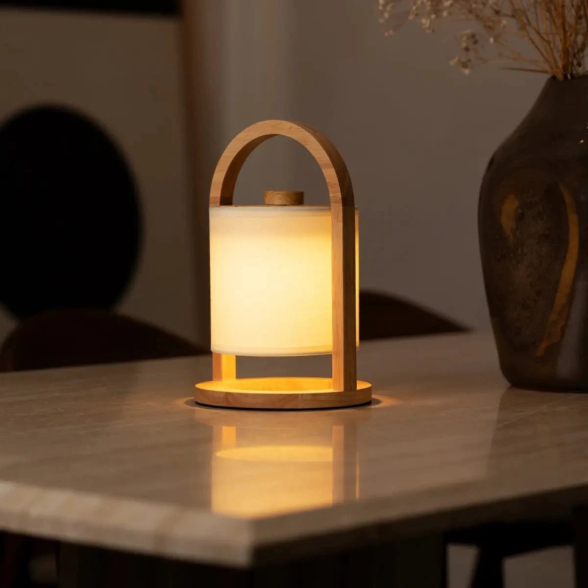 Tafellamp oplaadbaar River licht Bruin Hout by Tavellio - Amsterdam