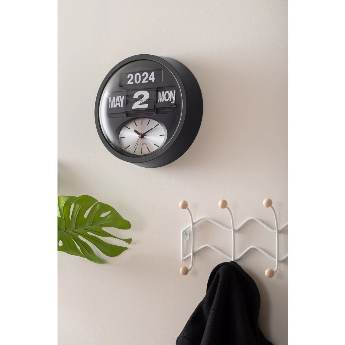 Wandklok Round Flip Zwart by Karlsson