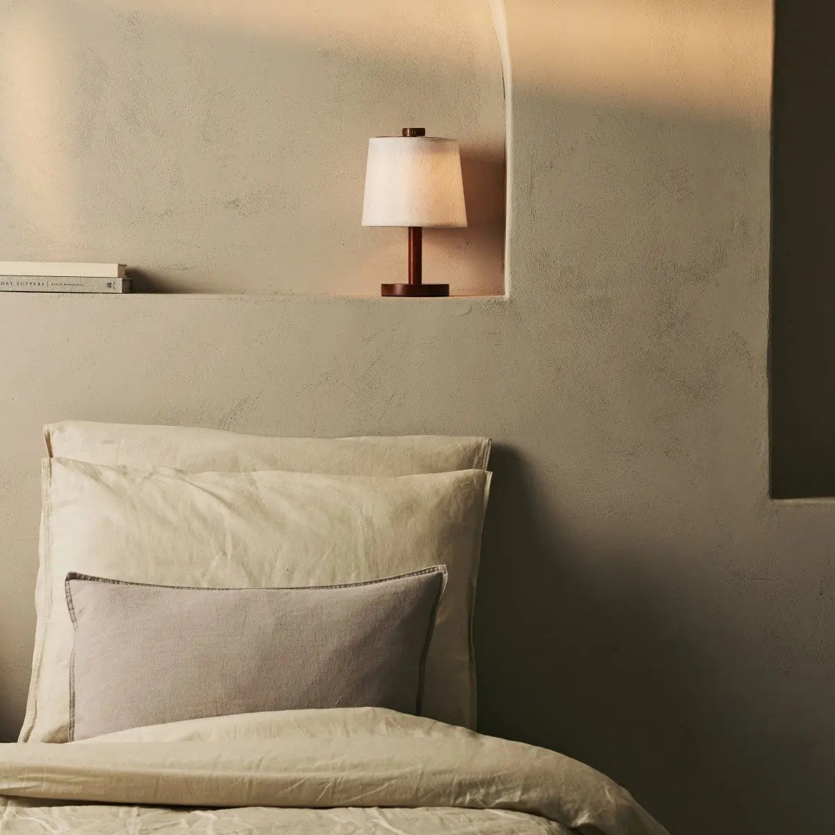 Tafellamp oplaadbaar Rover kastanje bruin hout