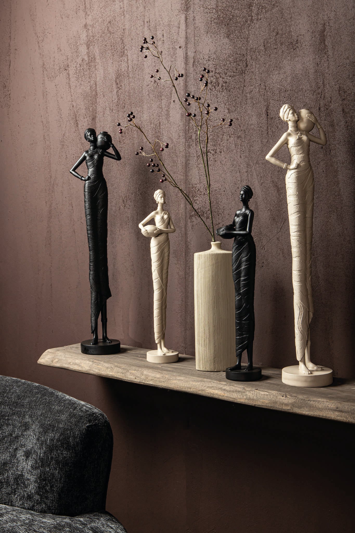 Rafah Klei Poly Vrouw Standbeeld Met Pot Op Schouder