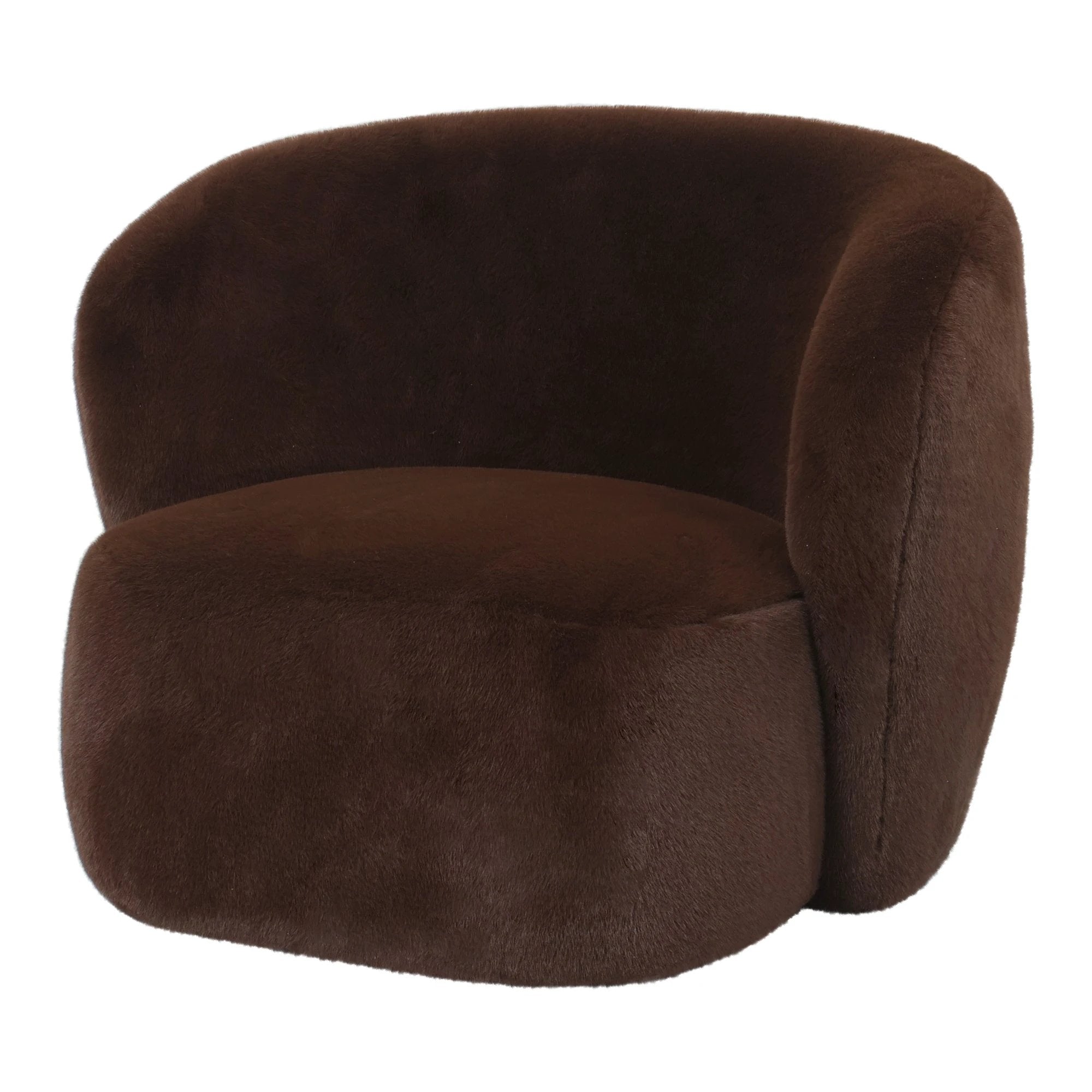 Fauteuil Aphrodite donkerbruin met bont by PTMD
