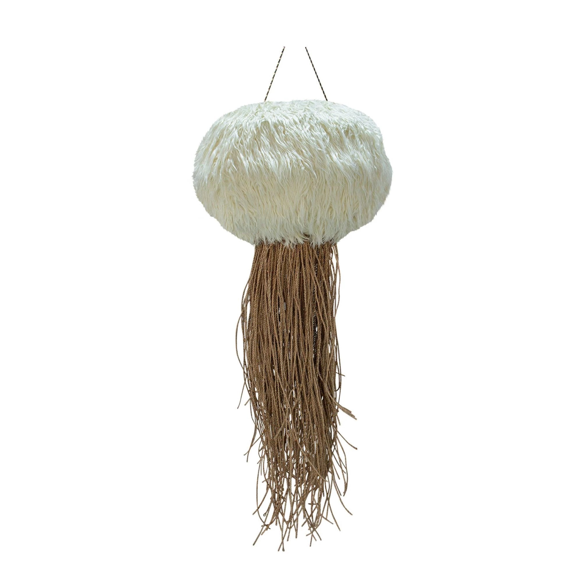 Goa Brown Hanging Fur Jellyfish Lamp L by PTMD