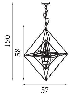 Hanglamp Diamond 3Lt - Black Metal & Clear Glass by Searchlight