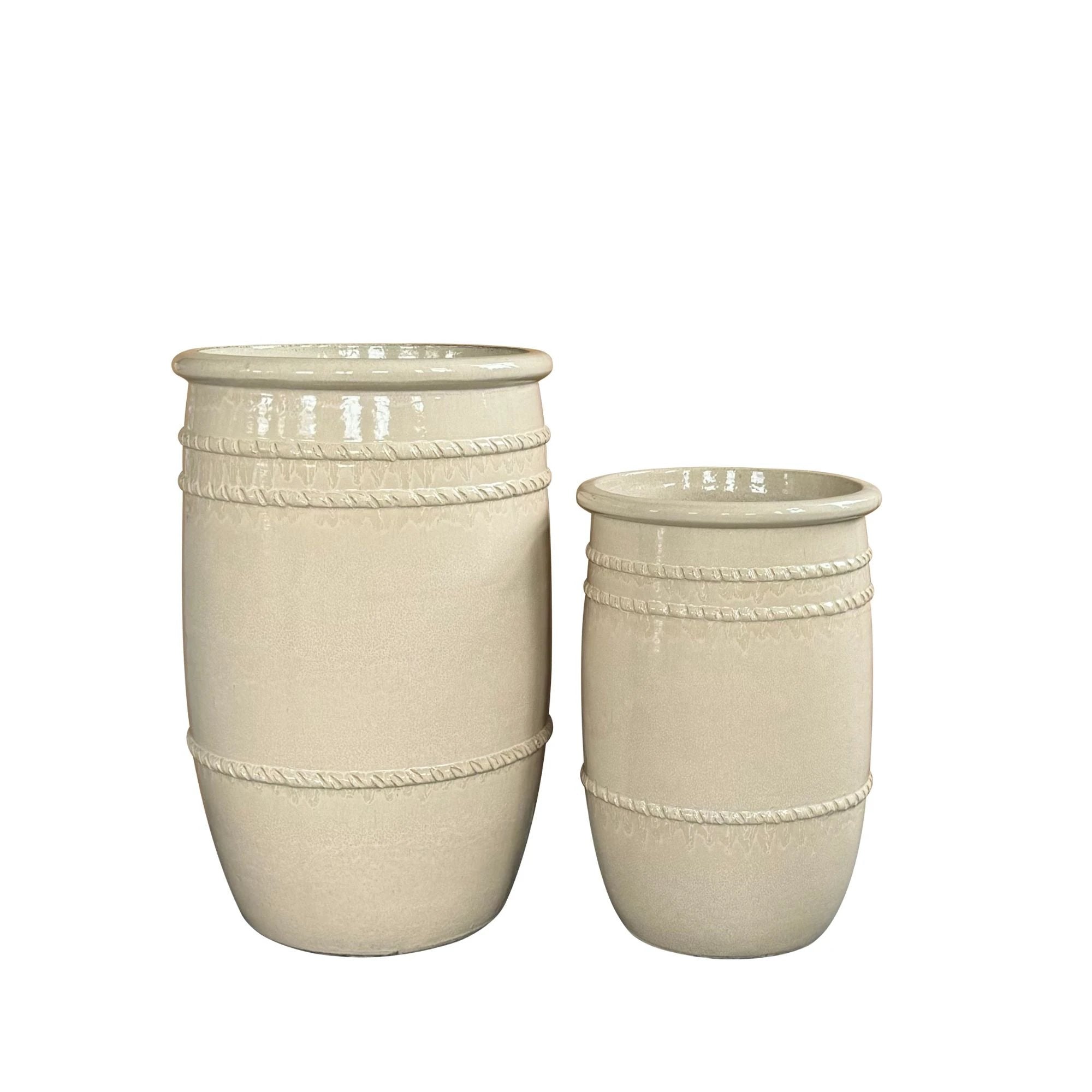 Lilliah crème hoge keramische pot - set van 2 by PTMD