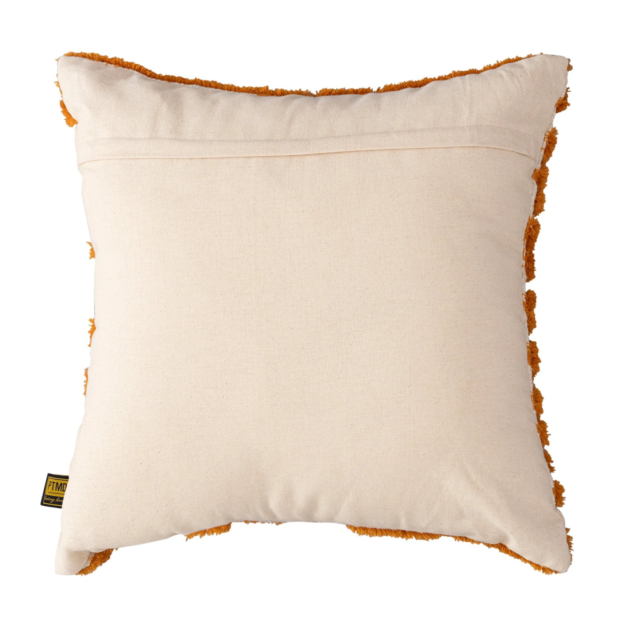 Genica oranje vierkant katoenen kussen met borduurwerk by PTMD