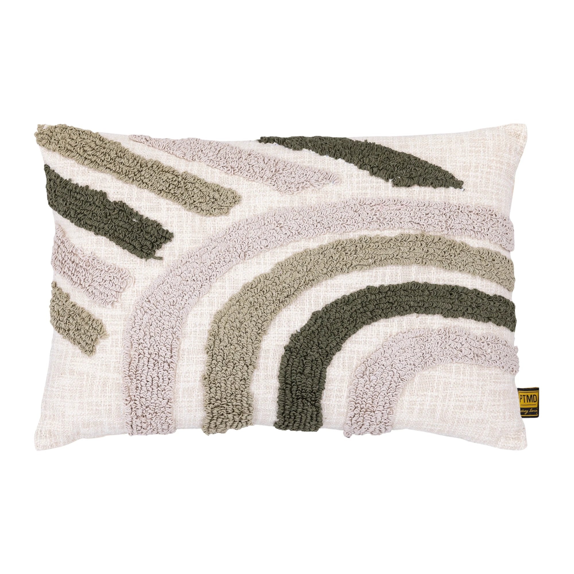 Ansen donkergroen rechthoekig katoenen kussen met borduurwerk by PTMD