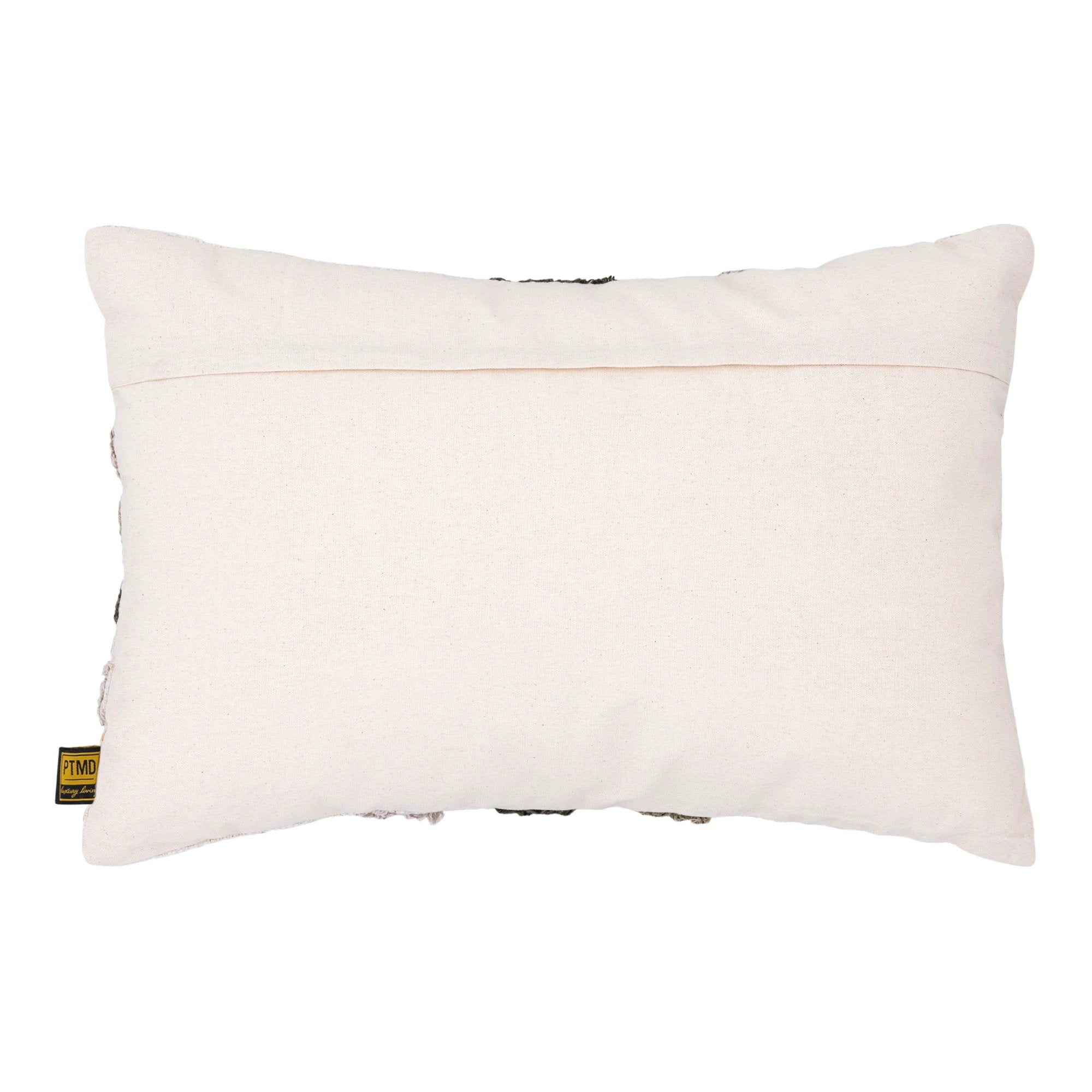 Ansen donkergroen rechthoekig katoenen kussen met borduurwerk by PTMD