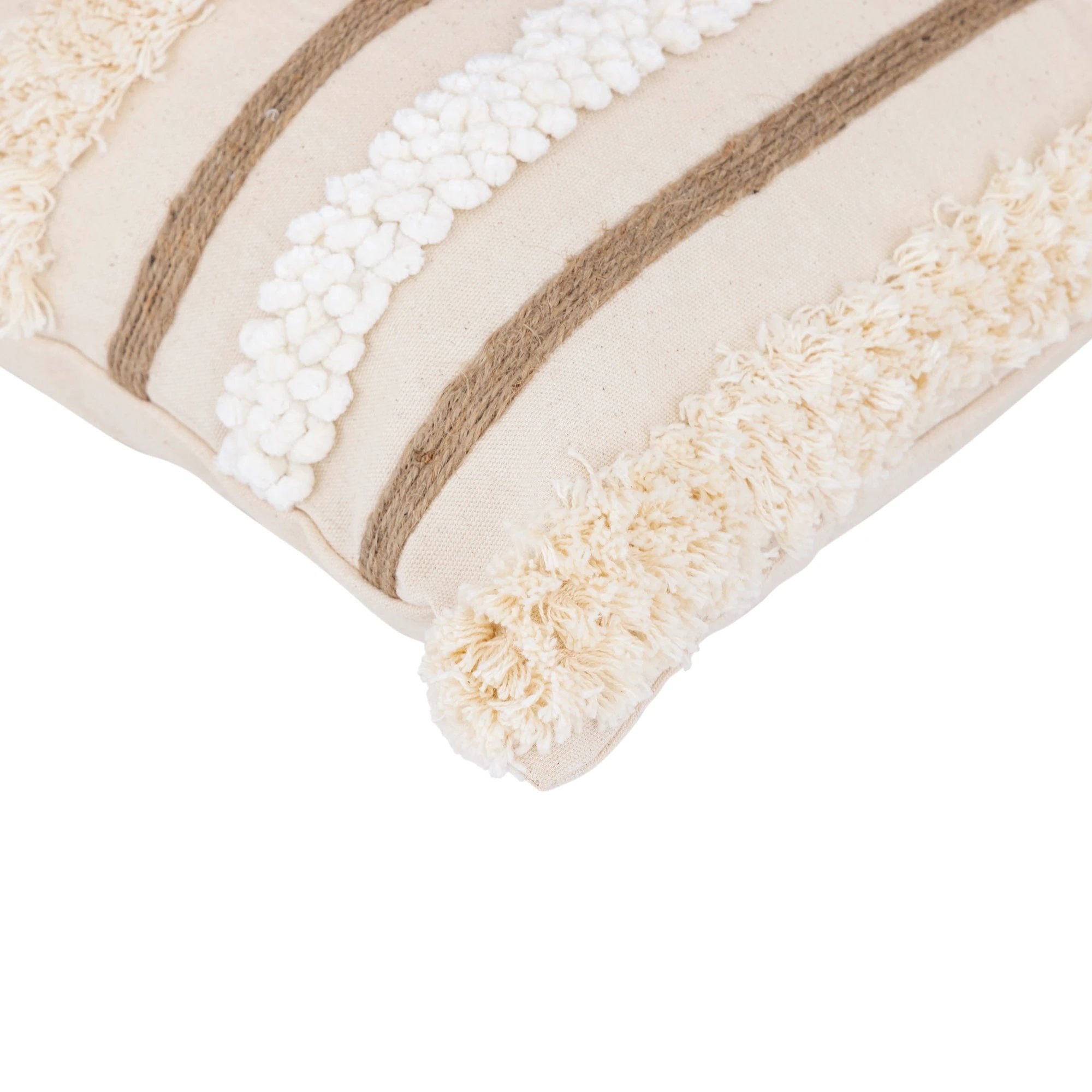 Rashel crème vierkant katoenen geborduurd kussen by PTMD