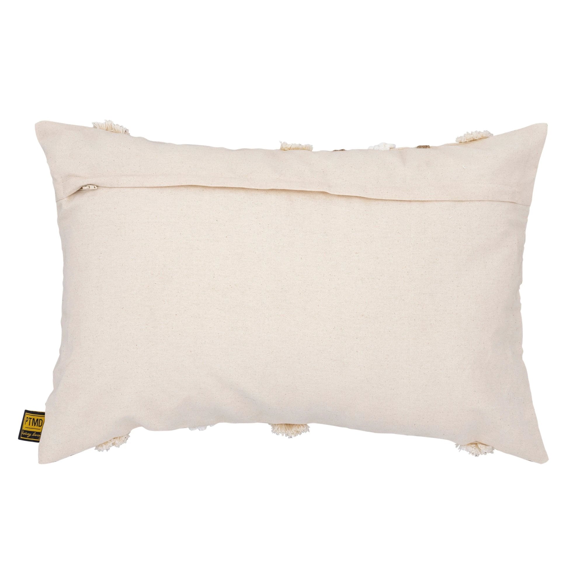 Rashel crème rechthoekig katoenen kussen met borduurwerk by PTMD