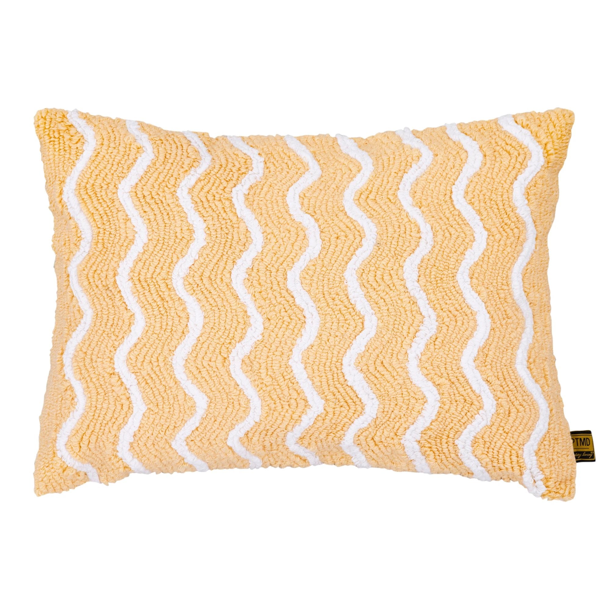 Damera geel rechthoekig katoenen kussen met borduurwerk by PTMD