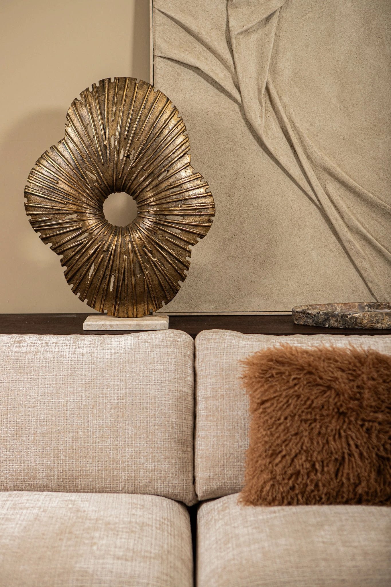 Vija Gold Cast Aluminum Organic Open Statue L by PTMD