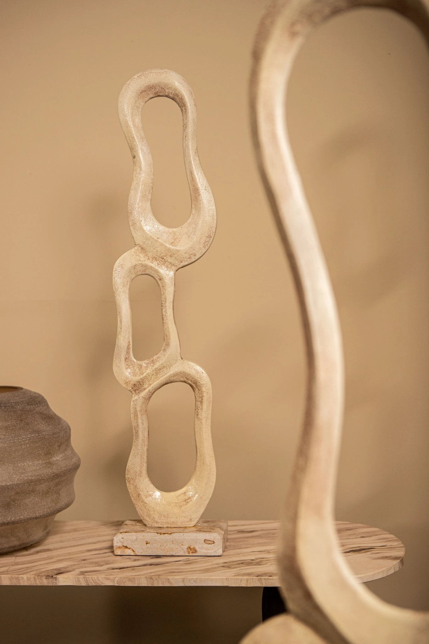 Camare Beige Cast Aluminum Abstract Open Statue S by PTMD