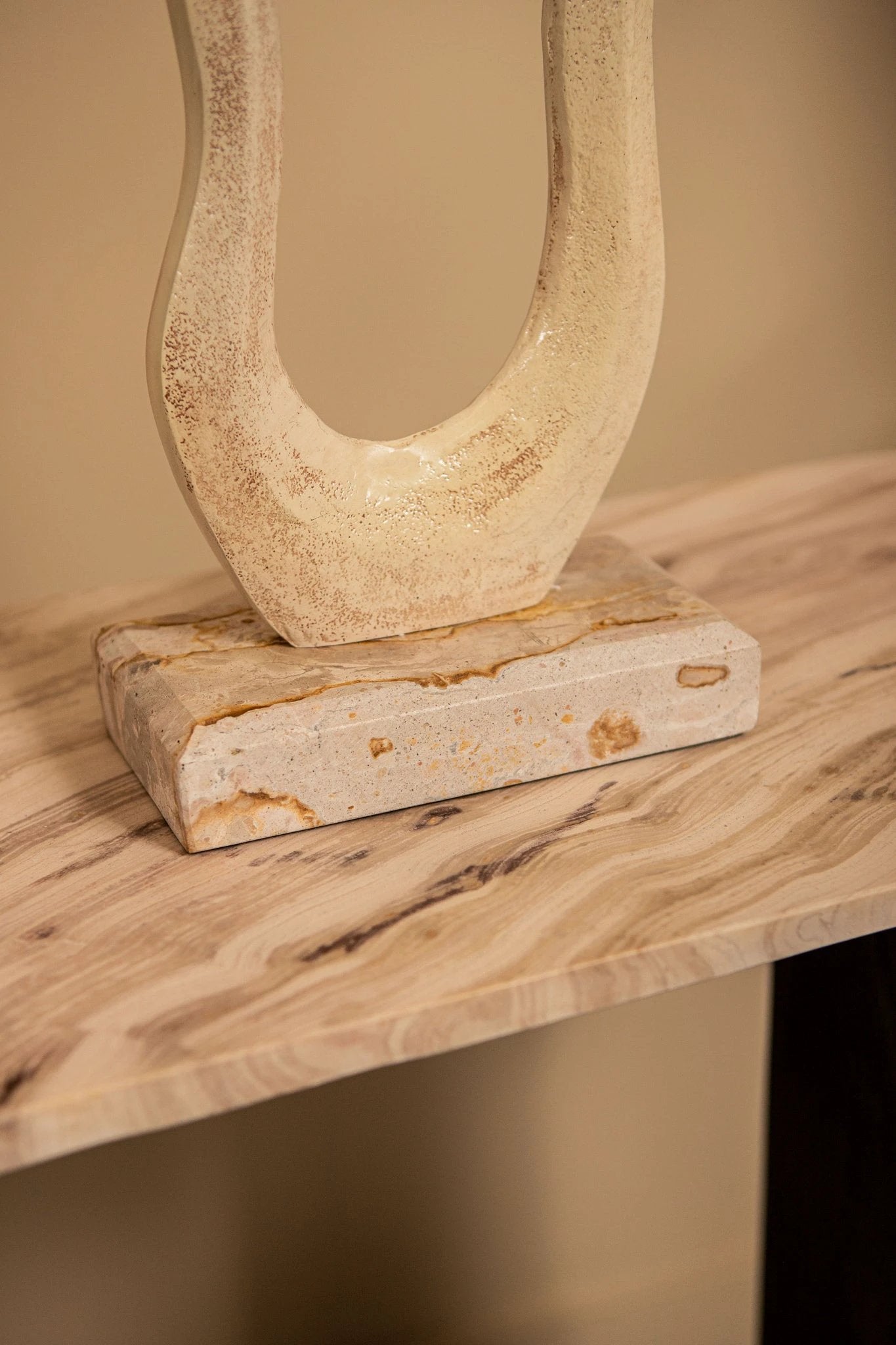 Camare Beige Cast Aluminum Abstract Open Statue S by PTMD