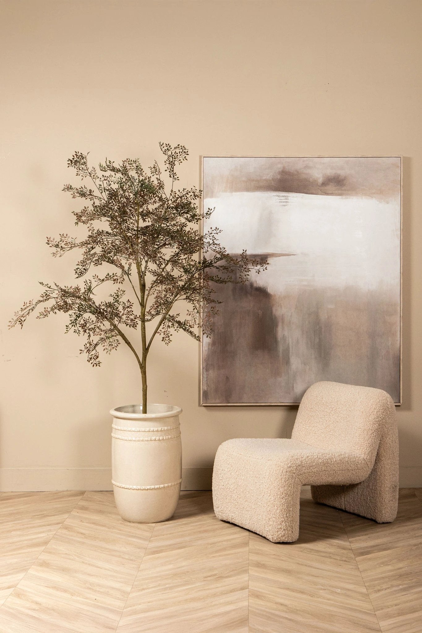 Olger Beige Abstract canvas-wandpaneel ingelijst B by PTMD