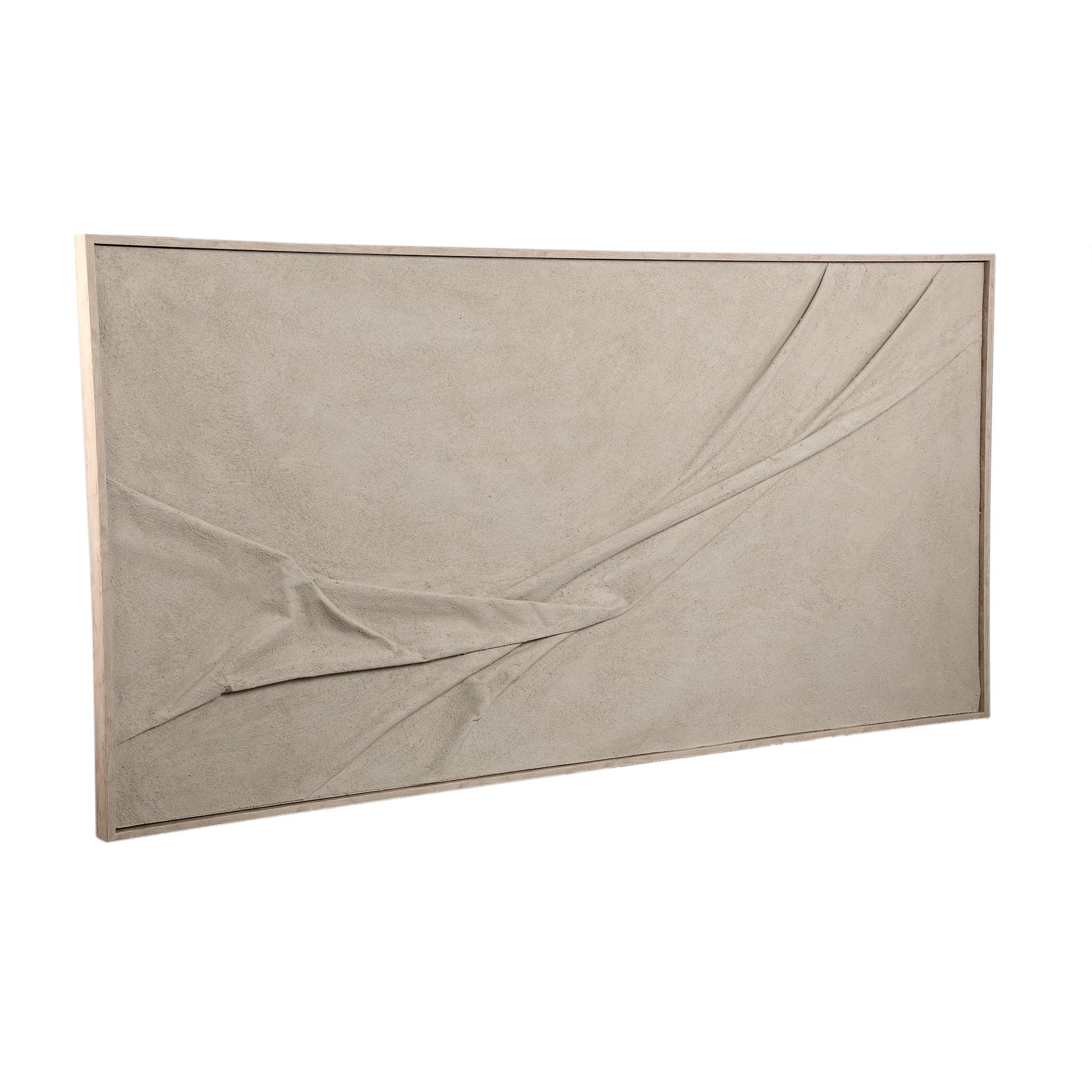 Dizze Zand Ingelijst Canvas-wandpaneel Textiele Golf L by PTMD