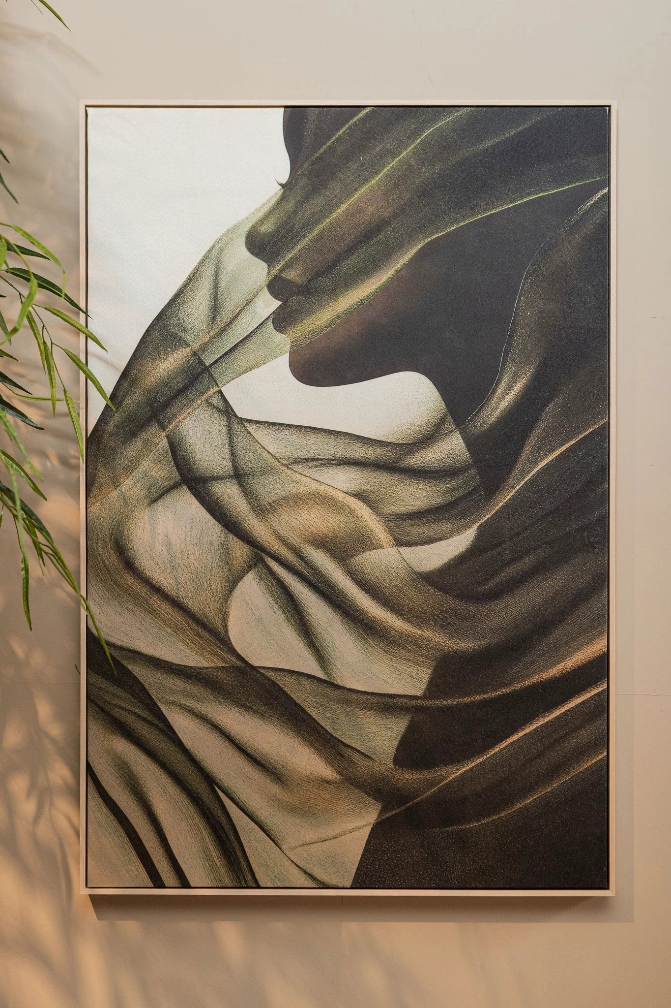 Jilla Dark Green Canvas Wall Panel Elegant Woman by PTMD