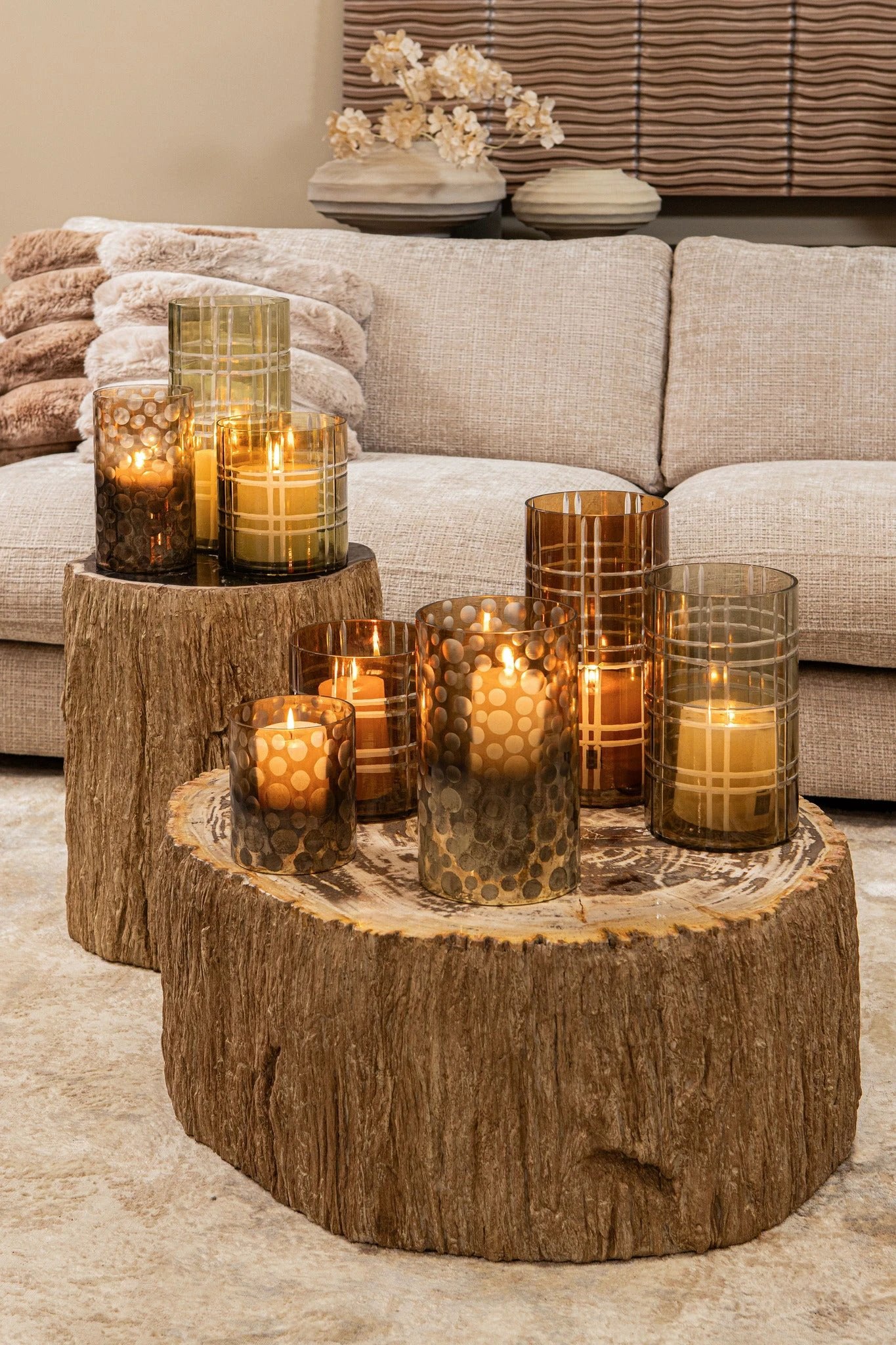 Divvo bruin nepbont dik geribd vierkant kussen by PTMD