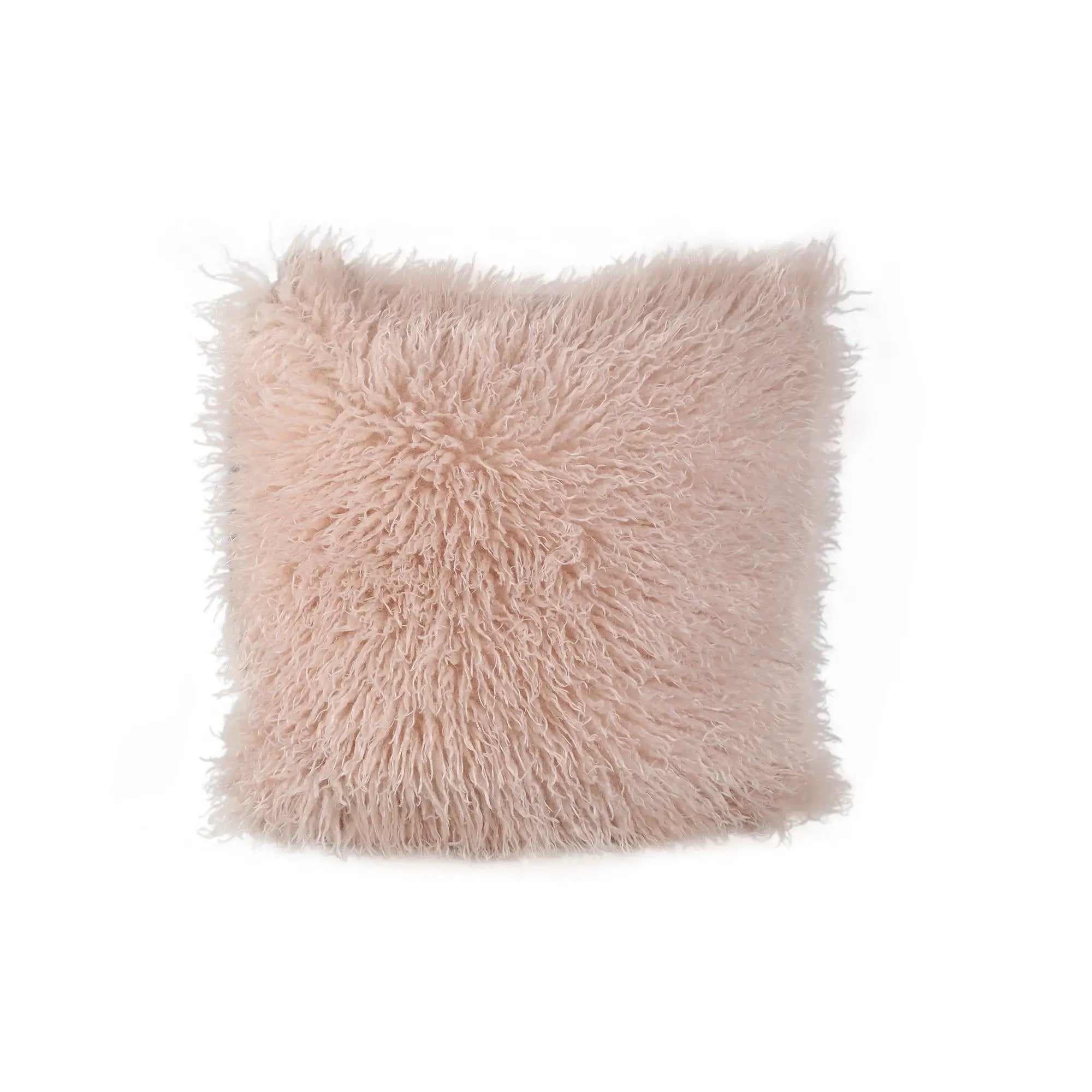 Rexx beige nepschapenbont vierkant kussen by PTMD