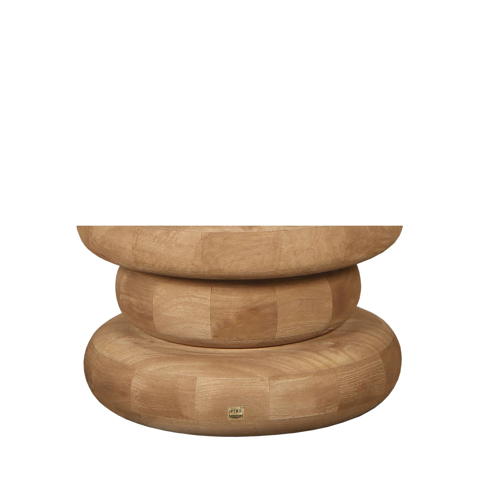 Salontafel Keven Naturel ronde salontafel van onbewerkt mangohout by PTMD