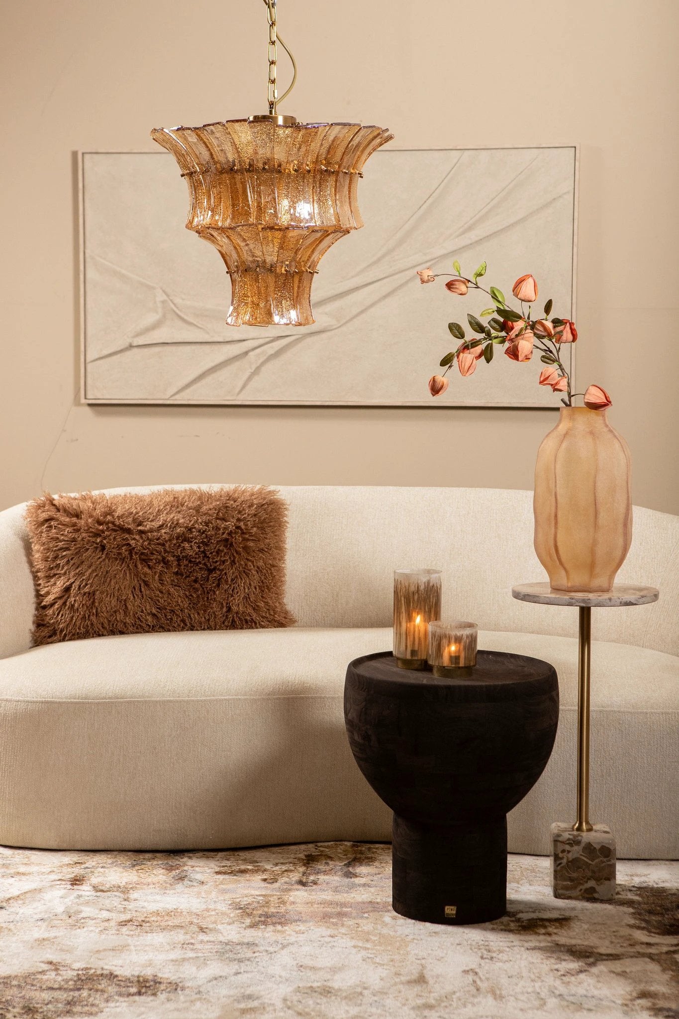 Erno Brown mangohouten bijzettafel met ronde voet by PTMD