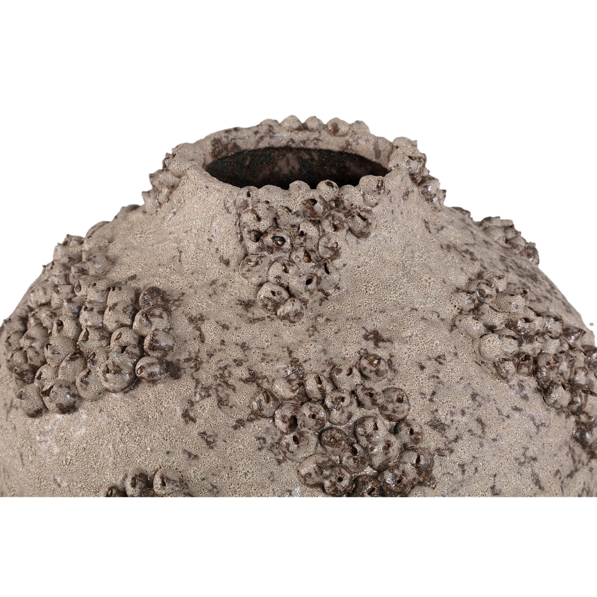 Deisy beige keramische potvormige vaas, ruwe koraal, maat M by PTMD