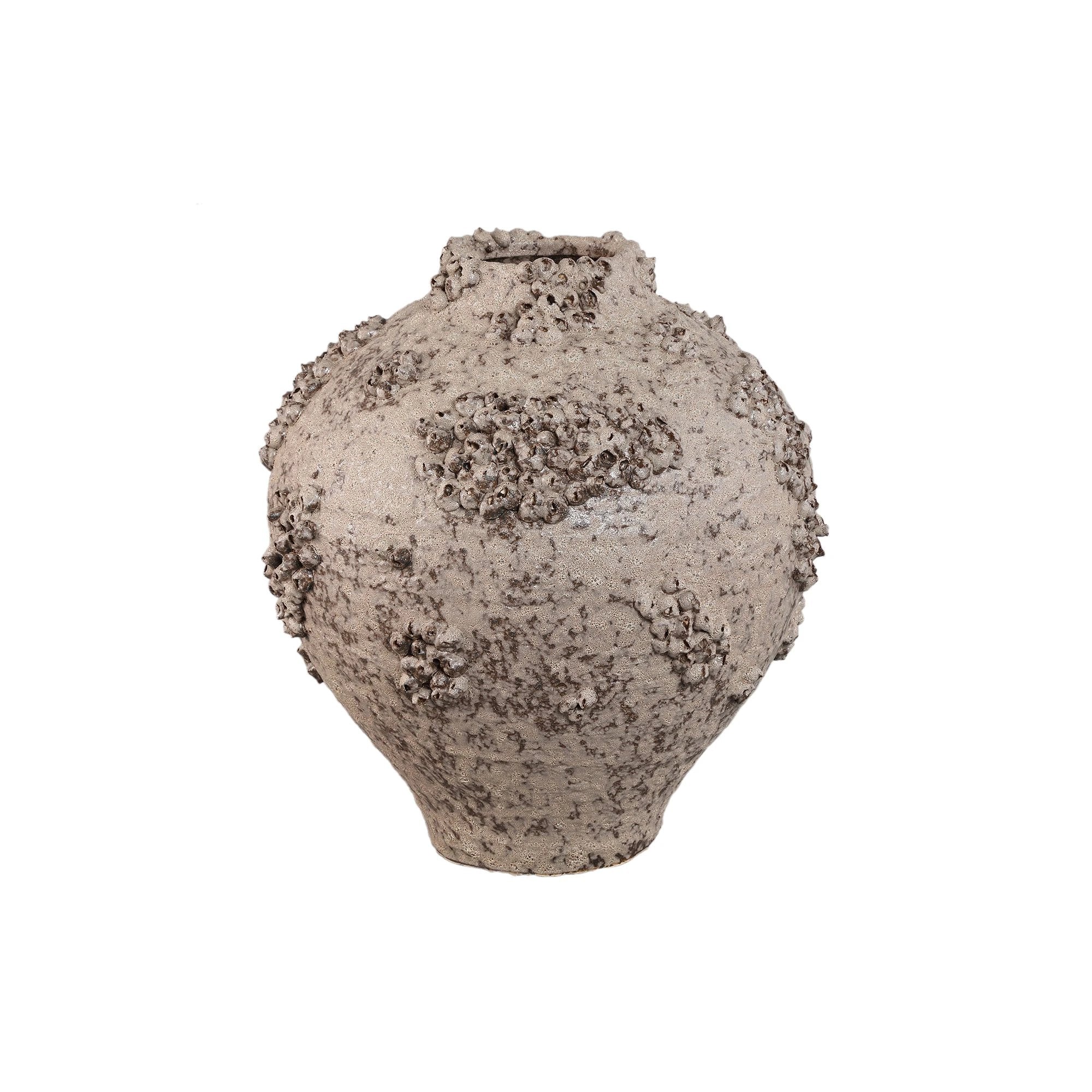 Deisy beige keramische vaas in potvorm, ruw koraal, L by PTMD