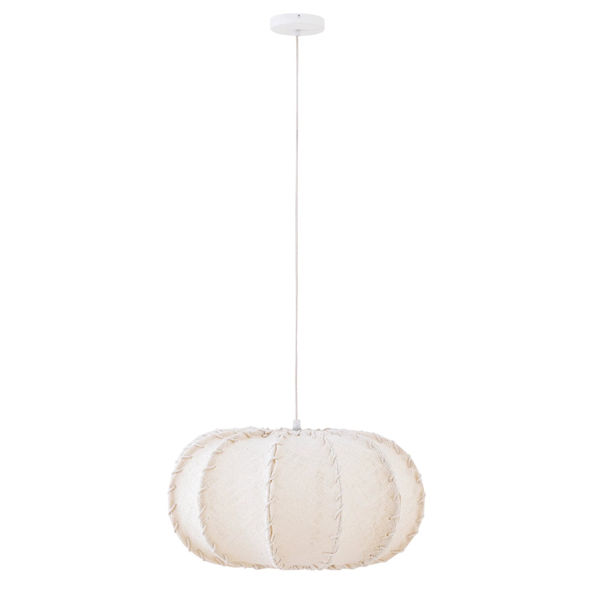 Myka crème jute hanglamp platte ronde vorm S by PTMD