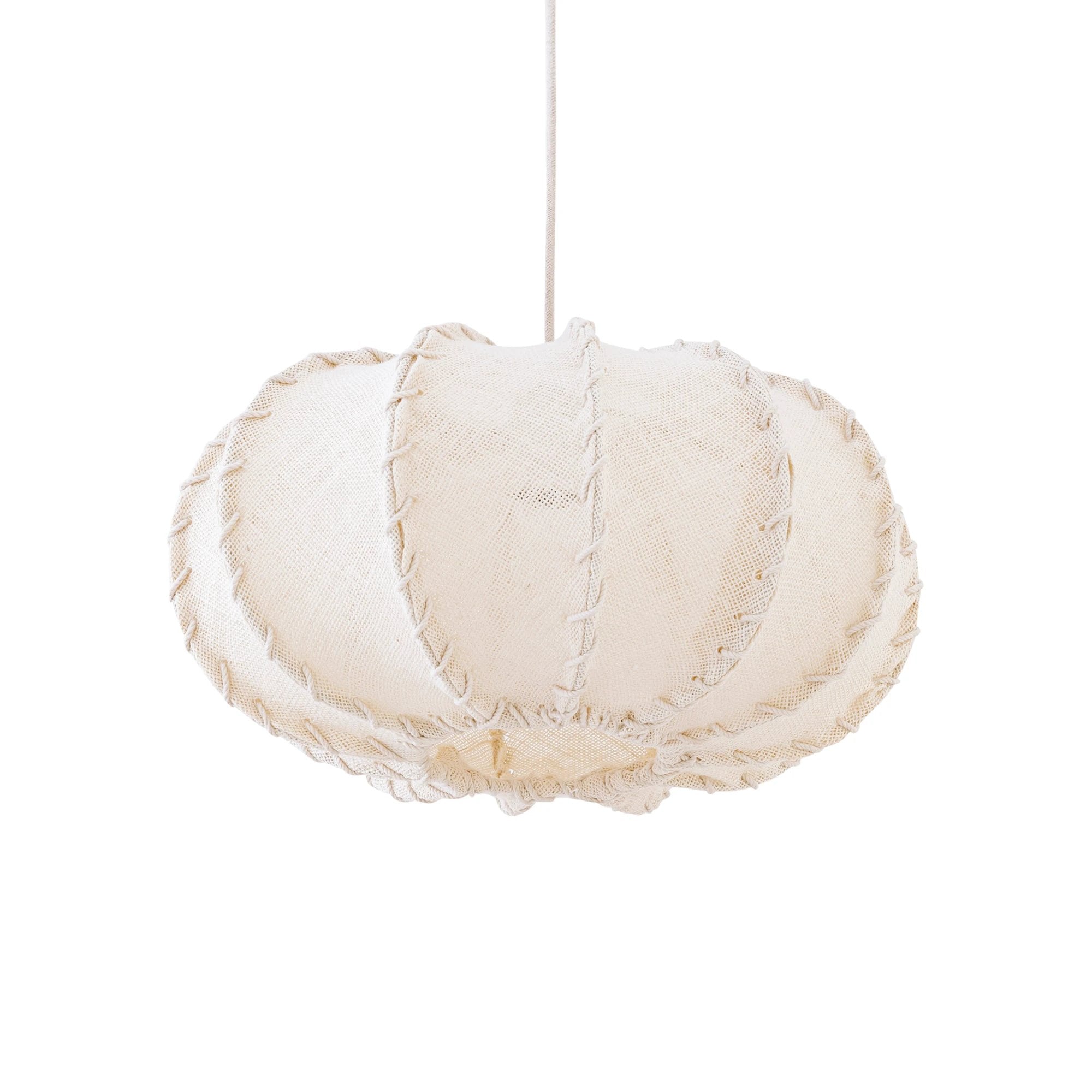 Myka crème jute hanglamp platte ronde vorm S by PTMD