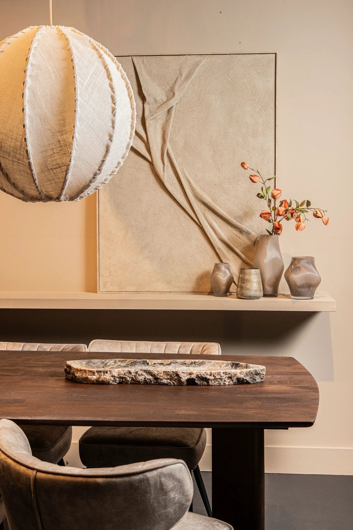 Myka Crème Jute Hanglamp Bolvormig L by PTMD