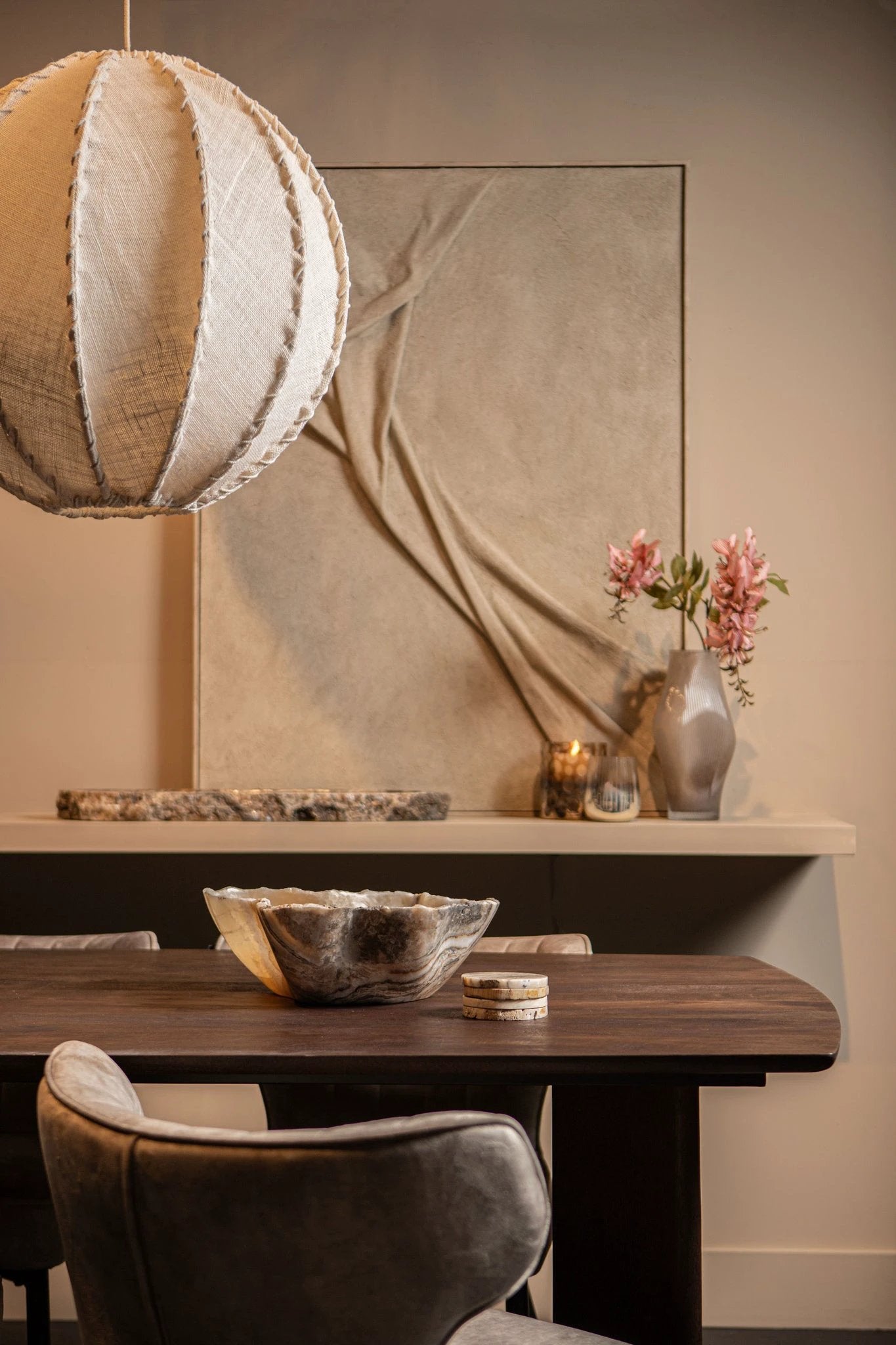 Myka Crème Jute Hanglamp Bolvormig L by PTMD