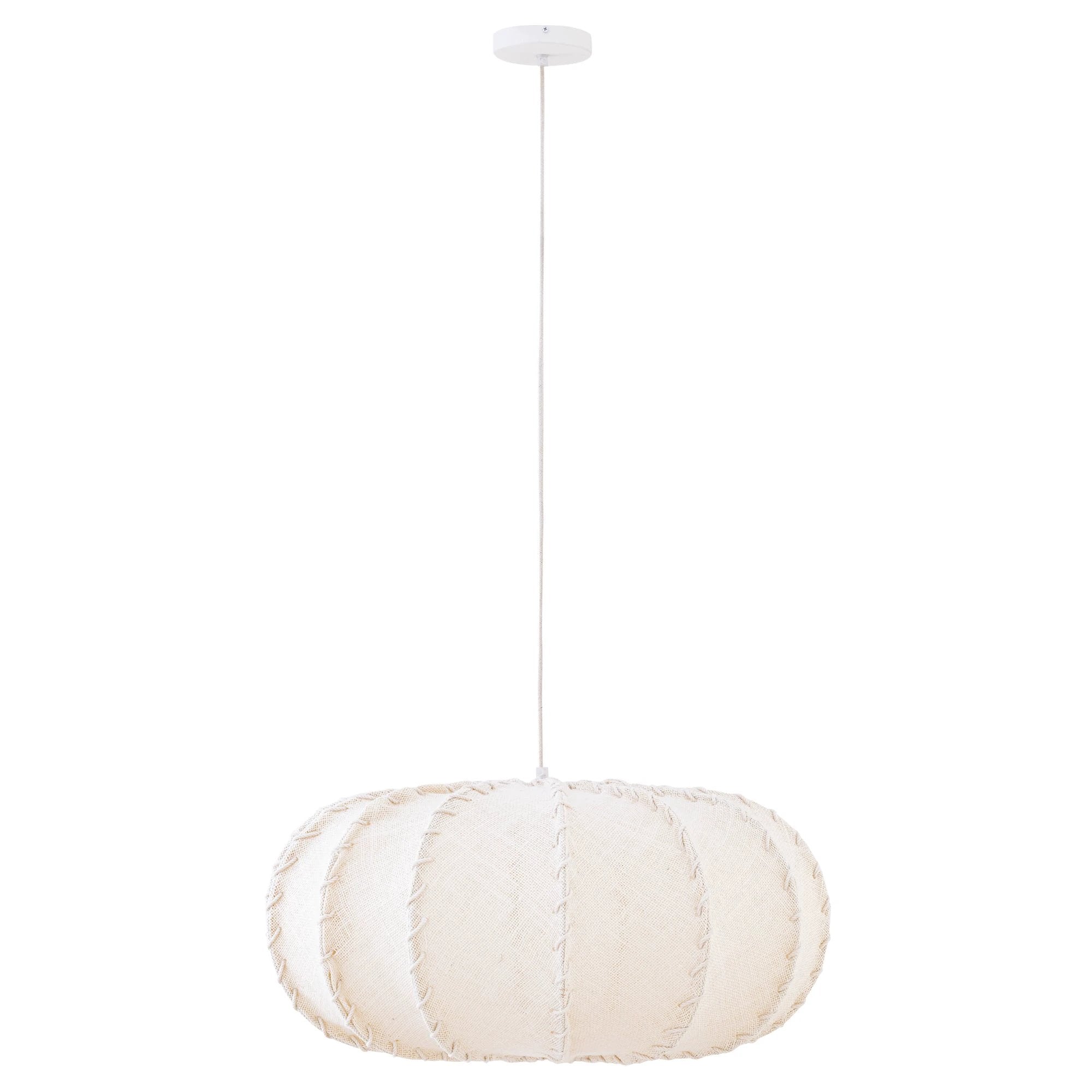 Myka Crème Jute Hanglamp Platte Ronde Vorm L by PTMD