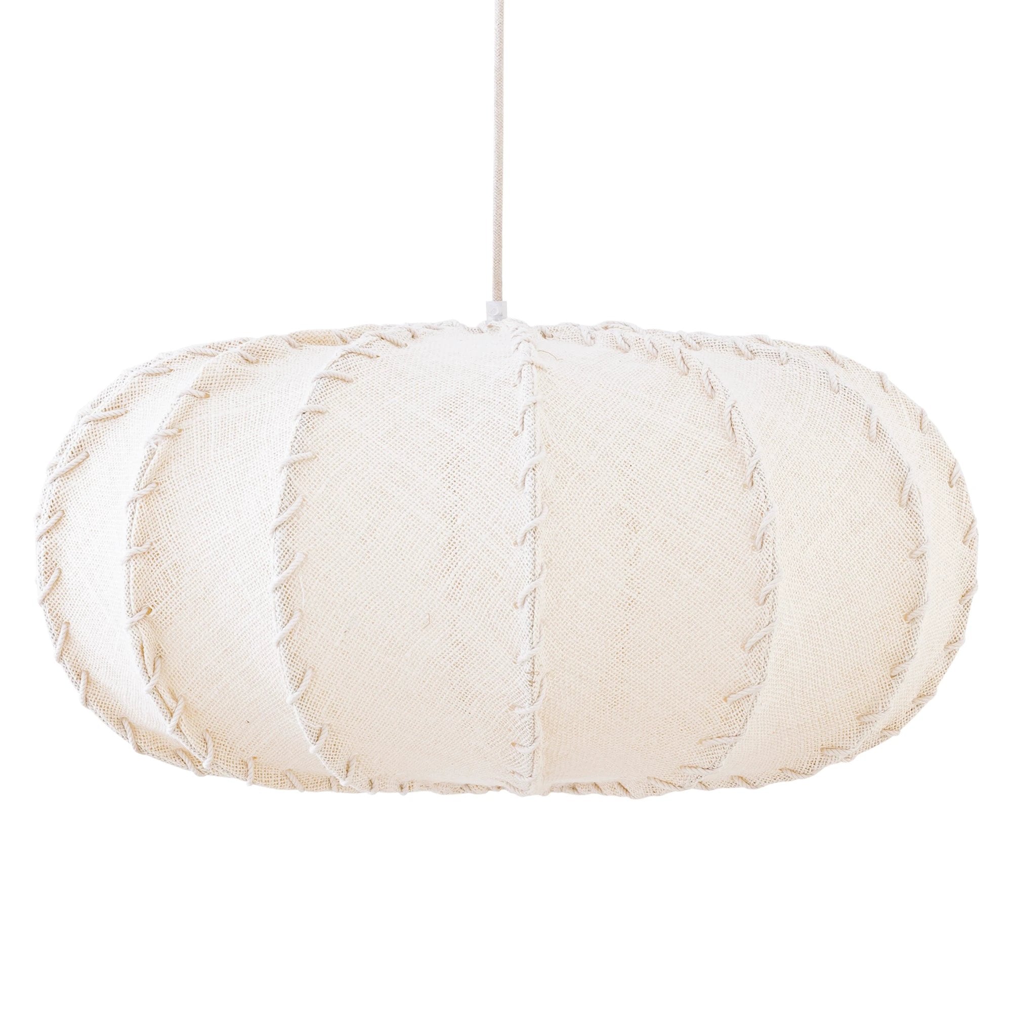 Myka Crème Jute Hanglamp Platte Ronde Vorm L by PTMD