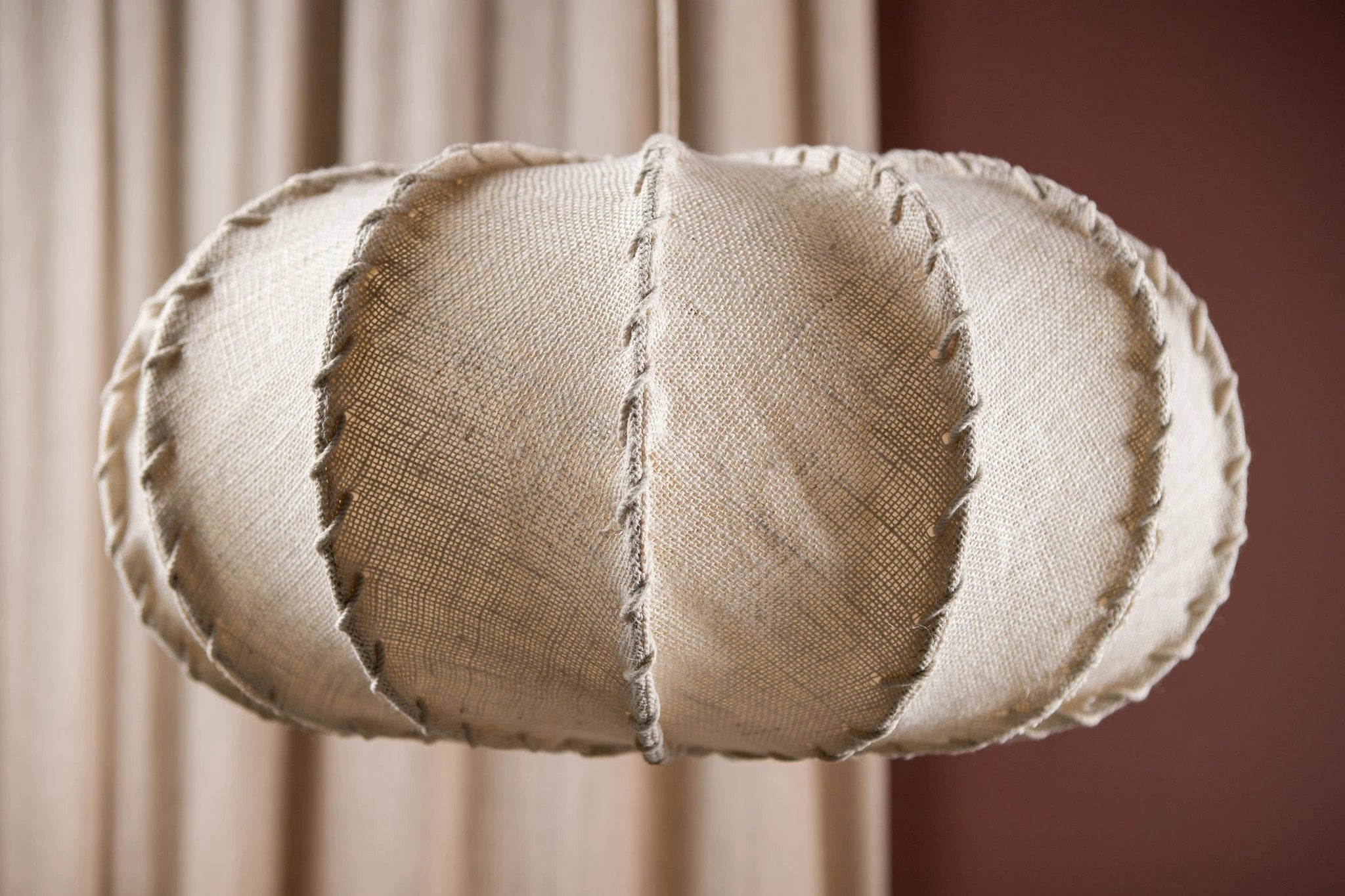 Myka Crème Jute Hanglamp Platte Ronde Vorm L by PTMD