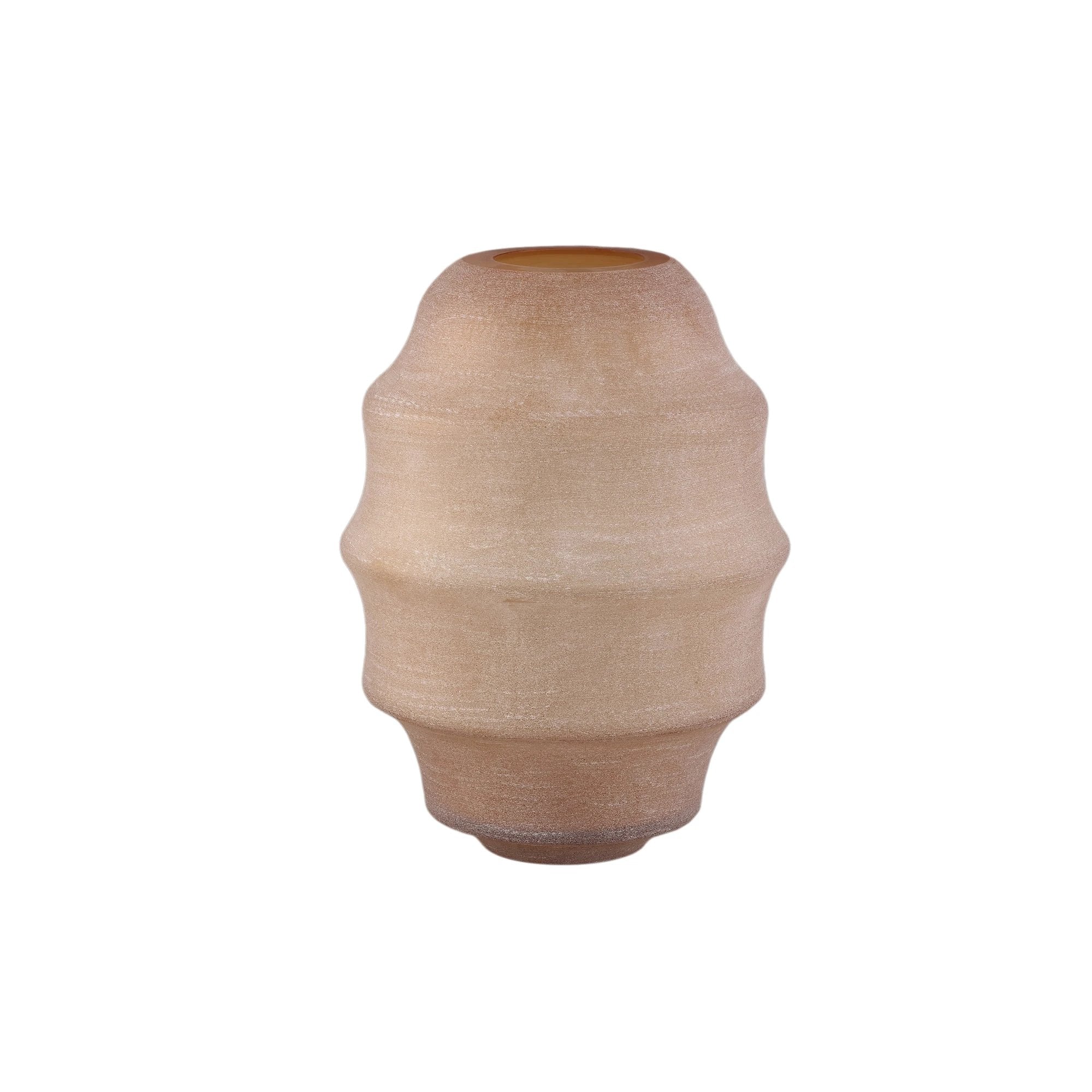 Elladie amberkleurige hoge ronde gelaagde glazen vaas by PTMD