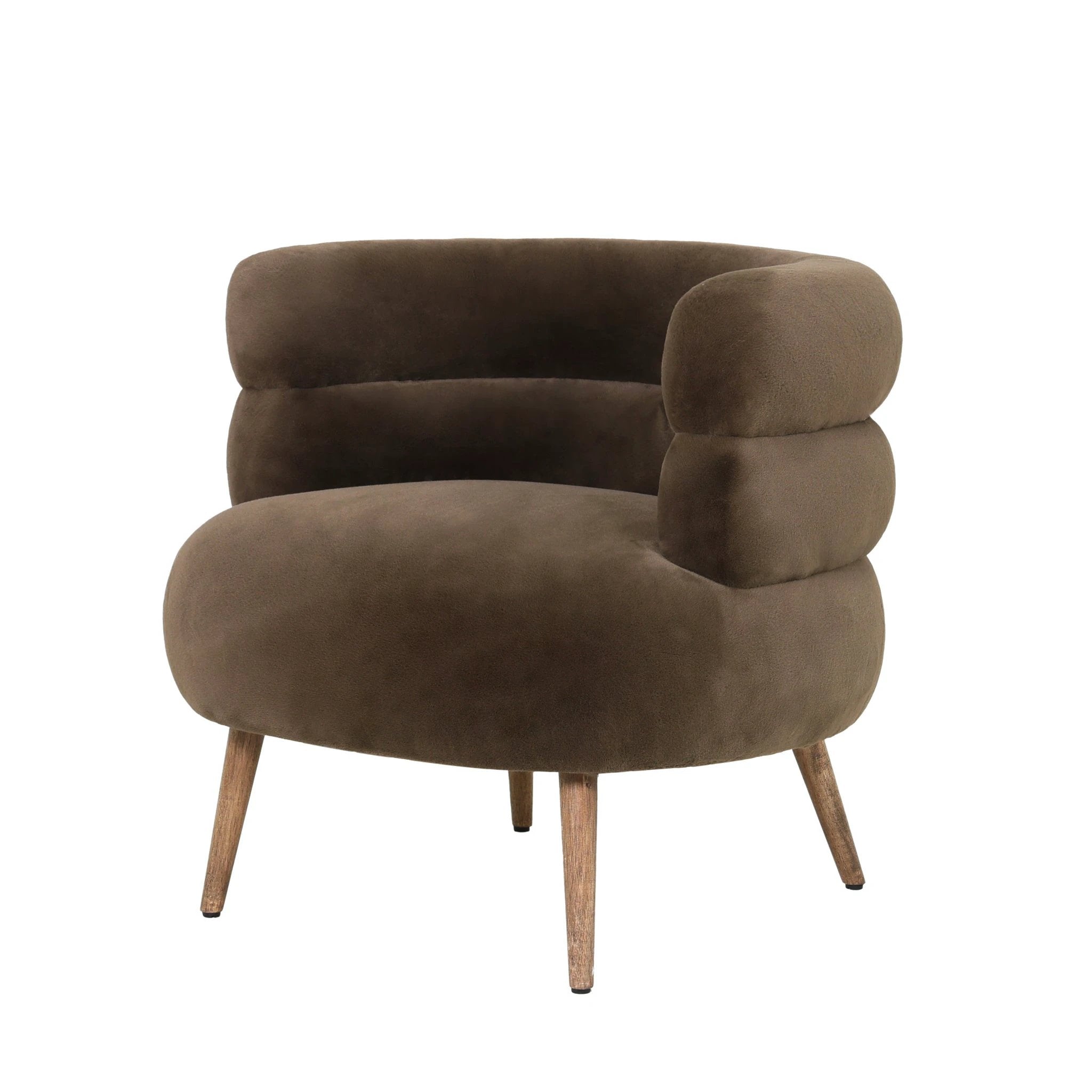 Fauteuil Nelly donkerbruin met bont by PTMD